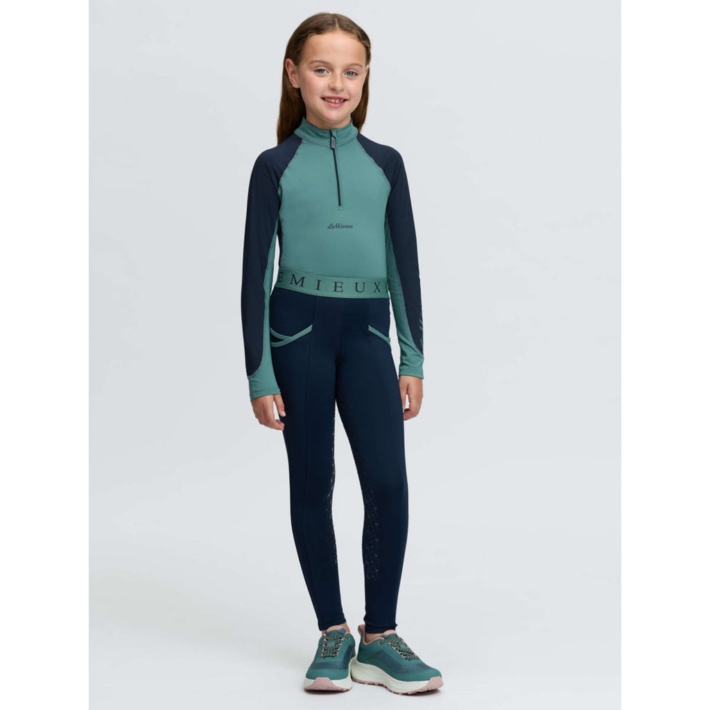 LeMieux Leggings da Equitazione Kids Full Grip Navy/Aloe