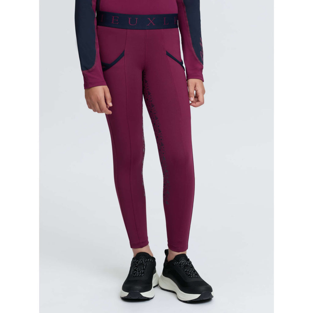 LeMieux Leggings da Equitazione Kids Full Grip Blackberry