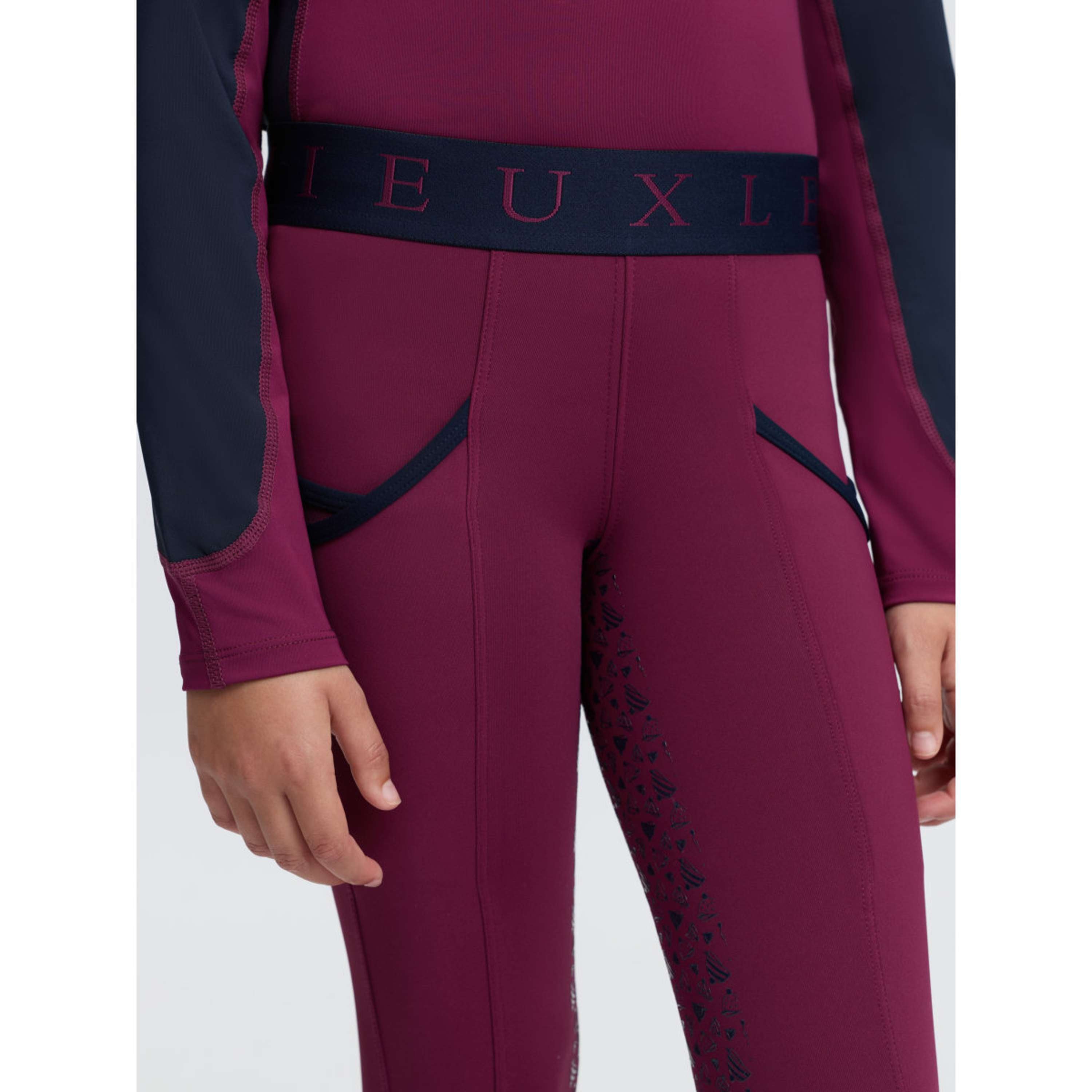 LeMieux Leggings da Equitazione Kids Full Grip Blackberry