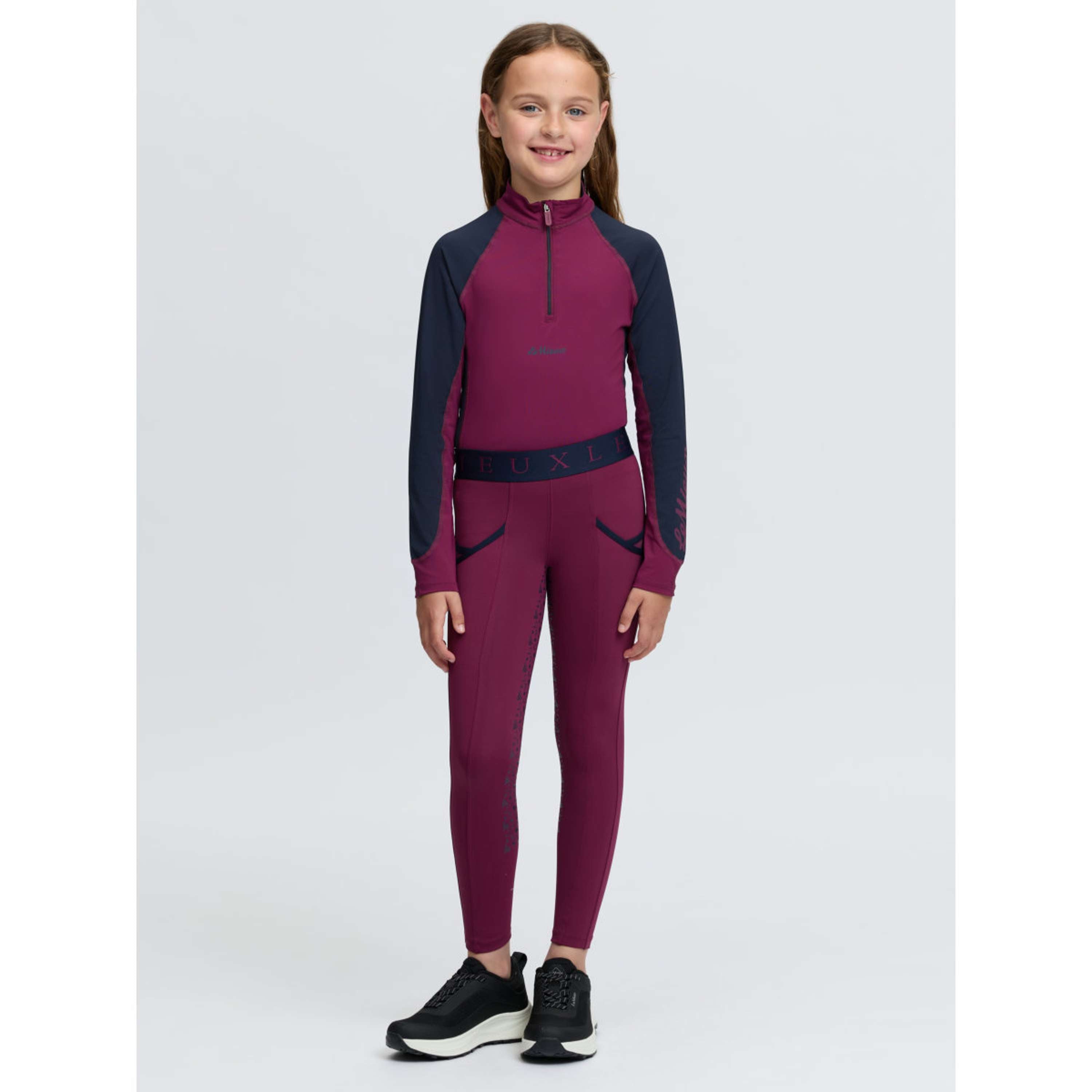 LeMieux Leggings da Equitazione Kids Full Grip Blackberry