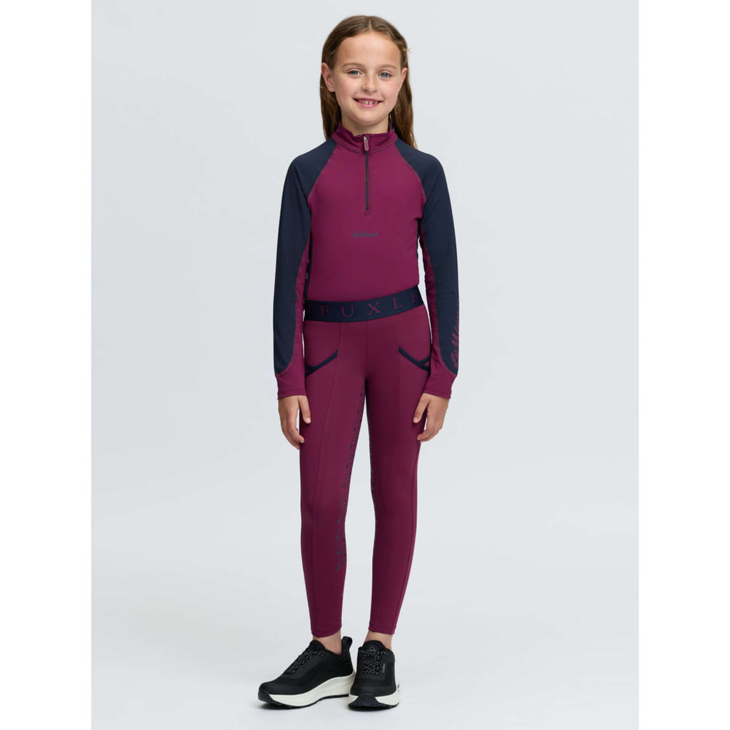 LeMieux Leggings da Equitazione Kids Full Grip Blackberry