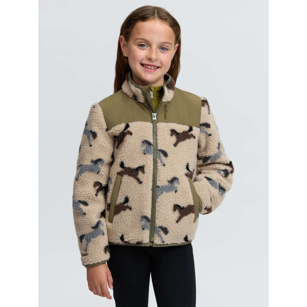 LeMieux Felpa con cappuccio e zip Theo Pony Fleece Kids Willow Green