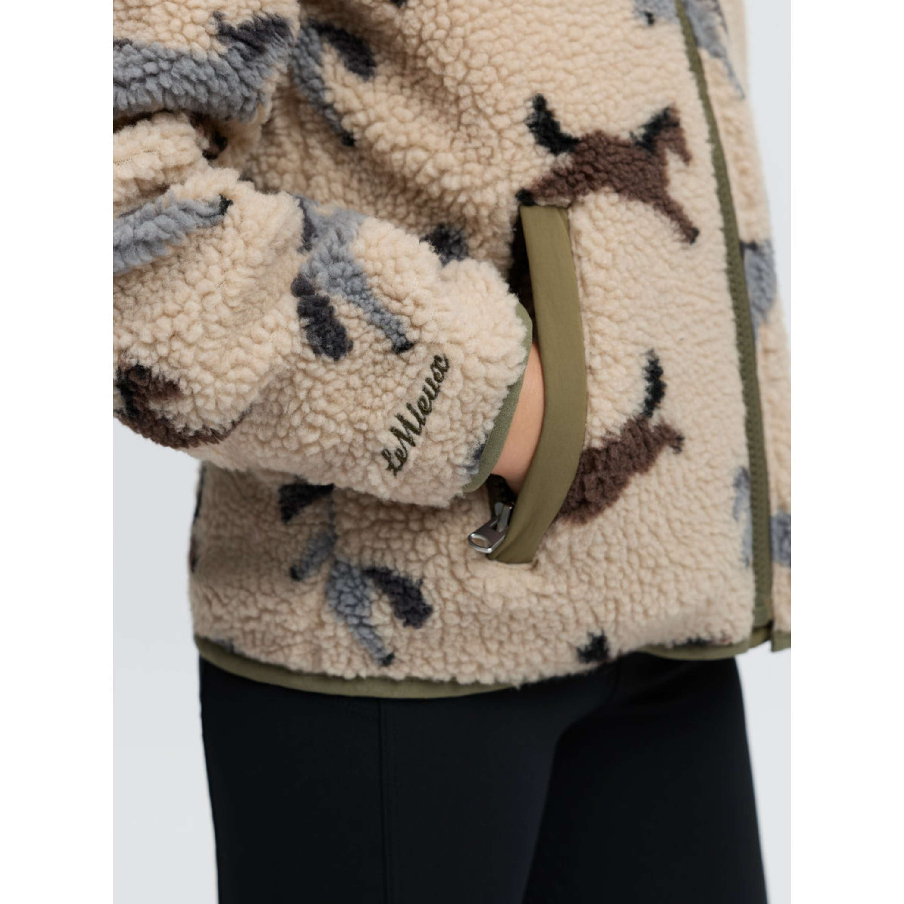 LeMieux Felpa con cappuccio e zip Theo Pony Fleece Kids Willow Green