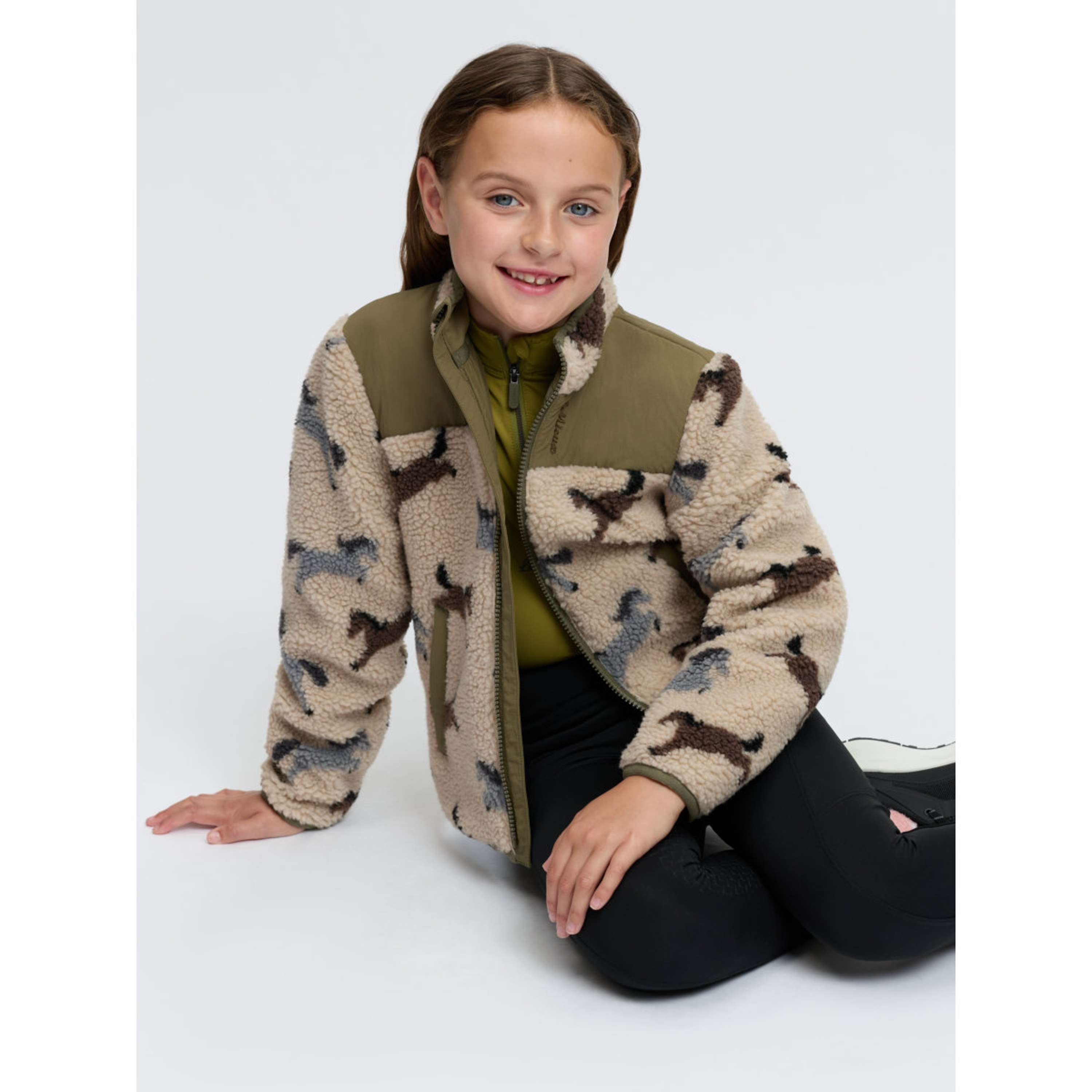 LeMieux Felpa con cappuccio e zip Theo Pony Fleece Kids Willow Green