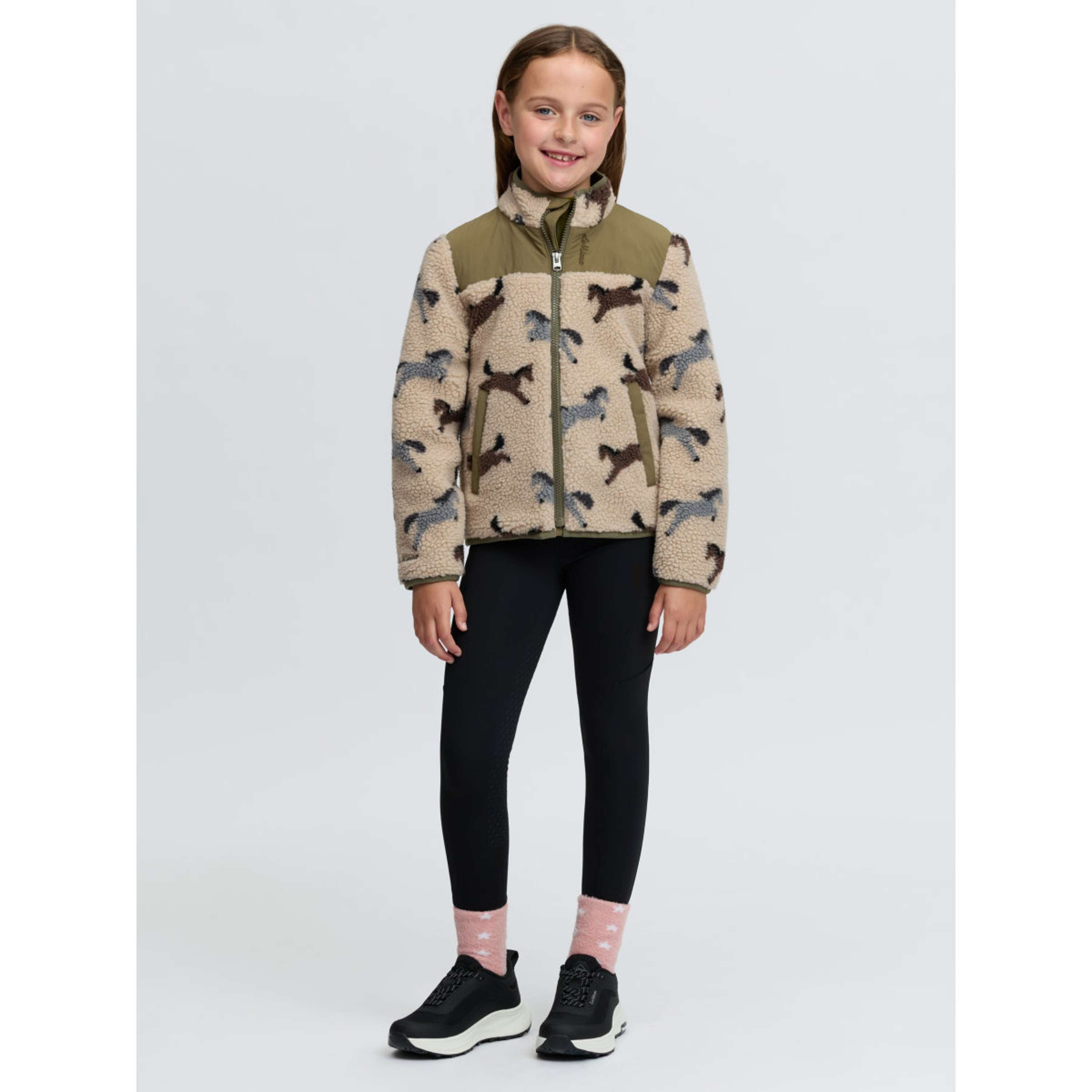 LeMieux Felpa con cappuccio e zip Theo Pony Fleece Kids Willow Green