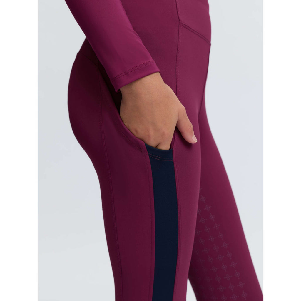 LeMieux Leggings da Equitazione Orla Kids Full Grip Blackberry