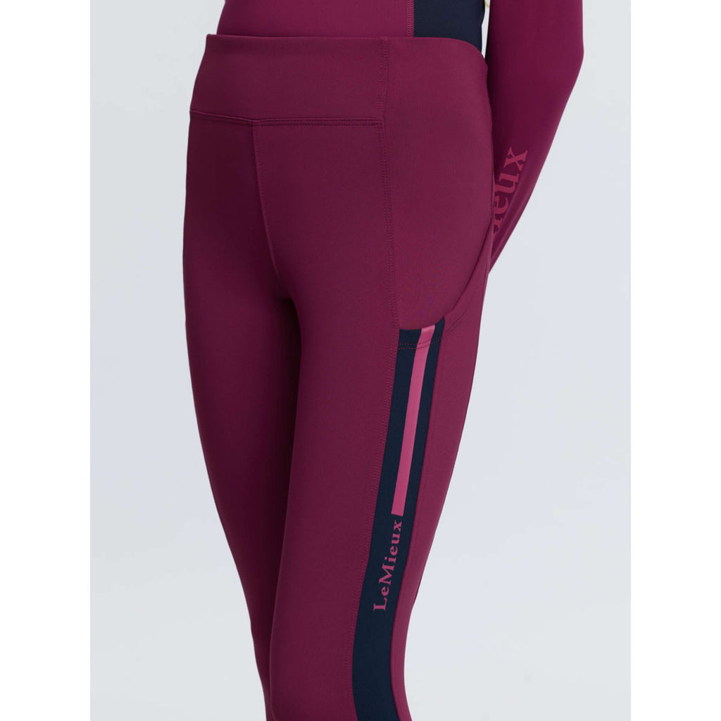 LeMieux Leggings da Equitazione Orla Kids Full Grip Blackberry