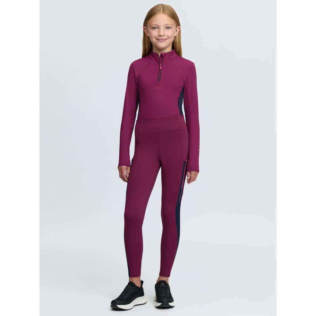 LeMieux Leggings da Equitazione Orla Kids Full Grip Blackberry