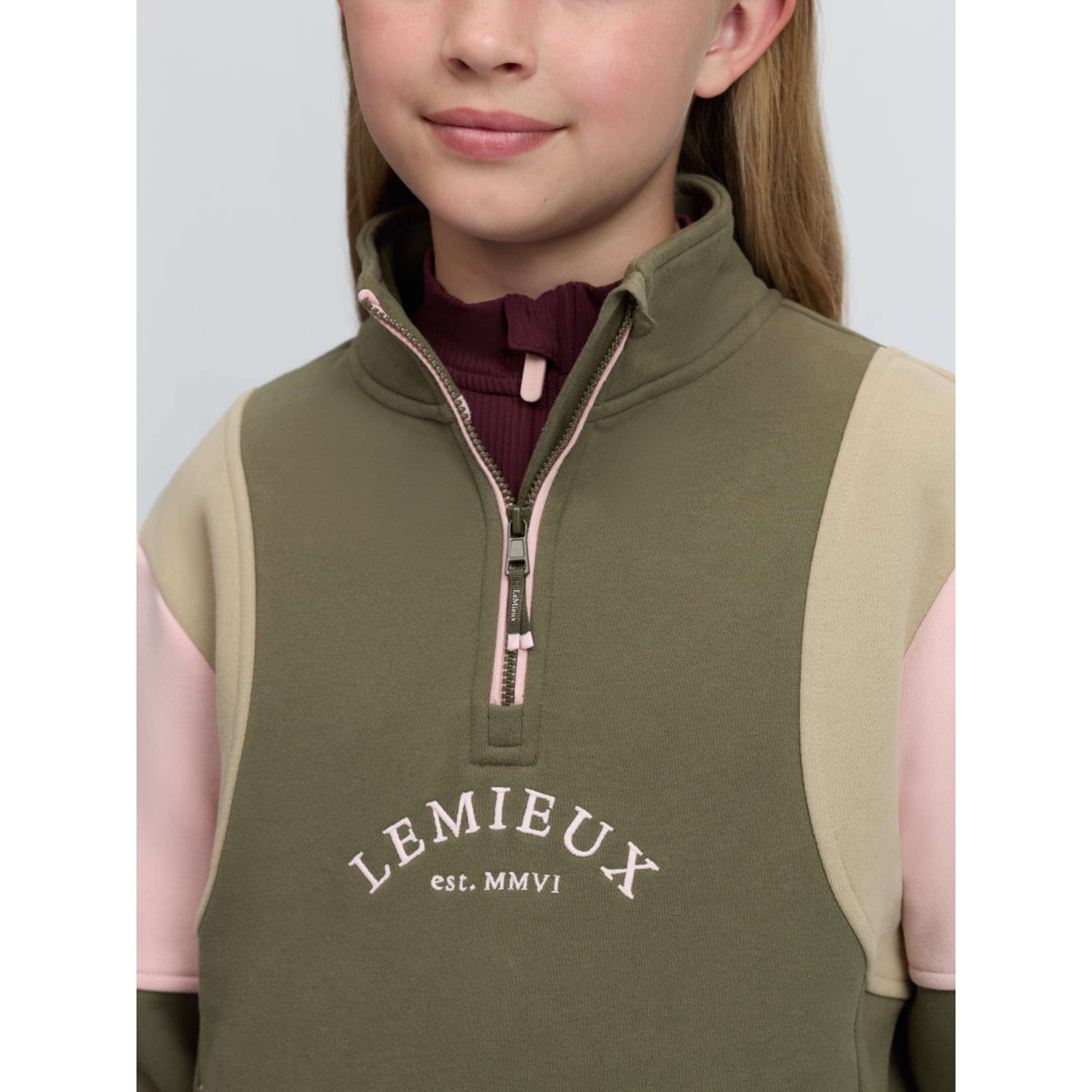 LeMieux Maglione Viola Quarter Zip Kids Willow Green