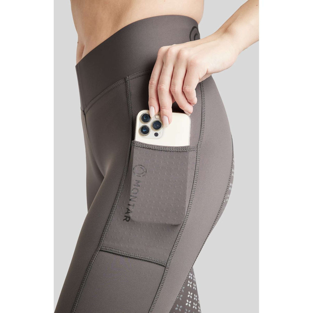 Montar Leggings da Equitazione Selena Pull On FullGrip Grigio
