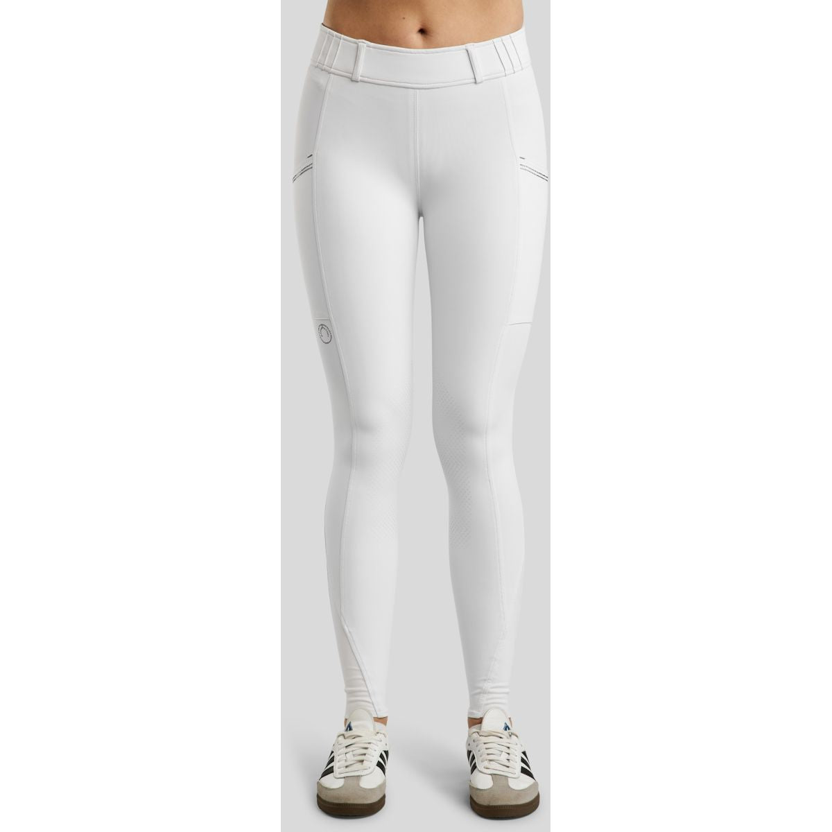 Montar Leggings da Equitazione MoZuna Gun Metal Crystals Full Grip Bianco