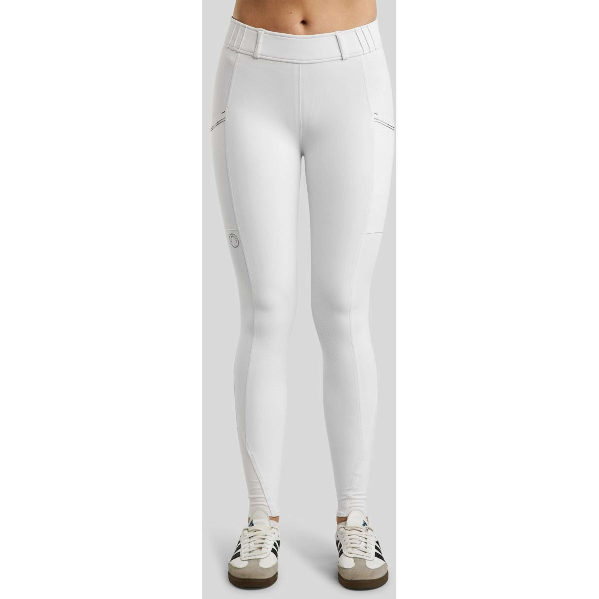 Montar Leggings da Equitazione MoZuna Gun Metal Crystals Full Grip Bianco