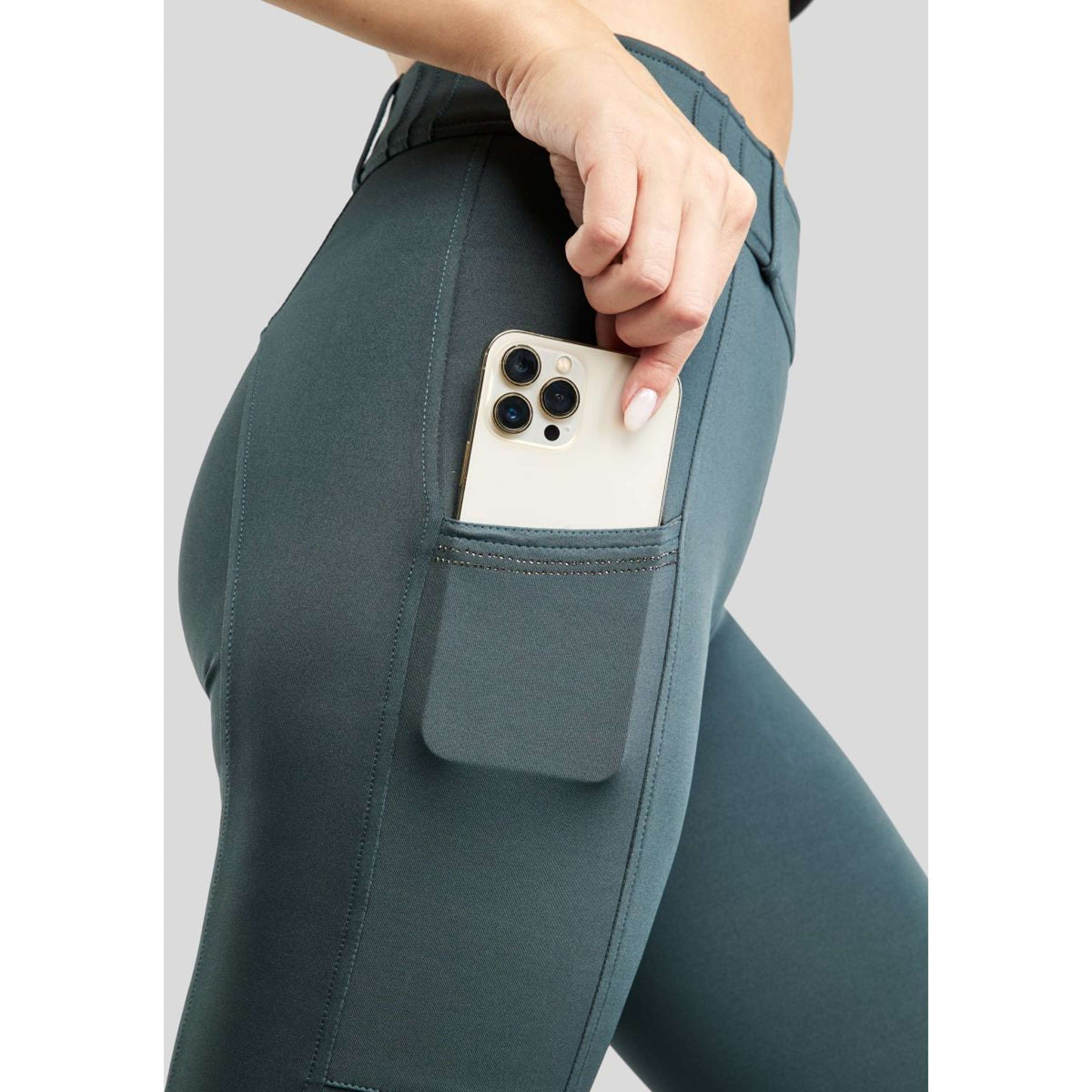 Montar Leggings da Equitazione MoZuna Gun Metal Crystals Full Grip Dark Slate