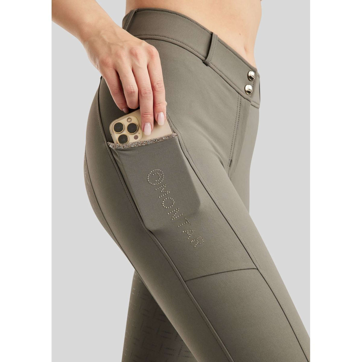Montar Pantaloni da Equitazione MoLila Champagne Crystals Full Grip Grigio