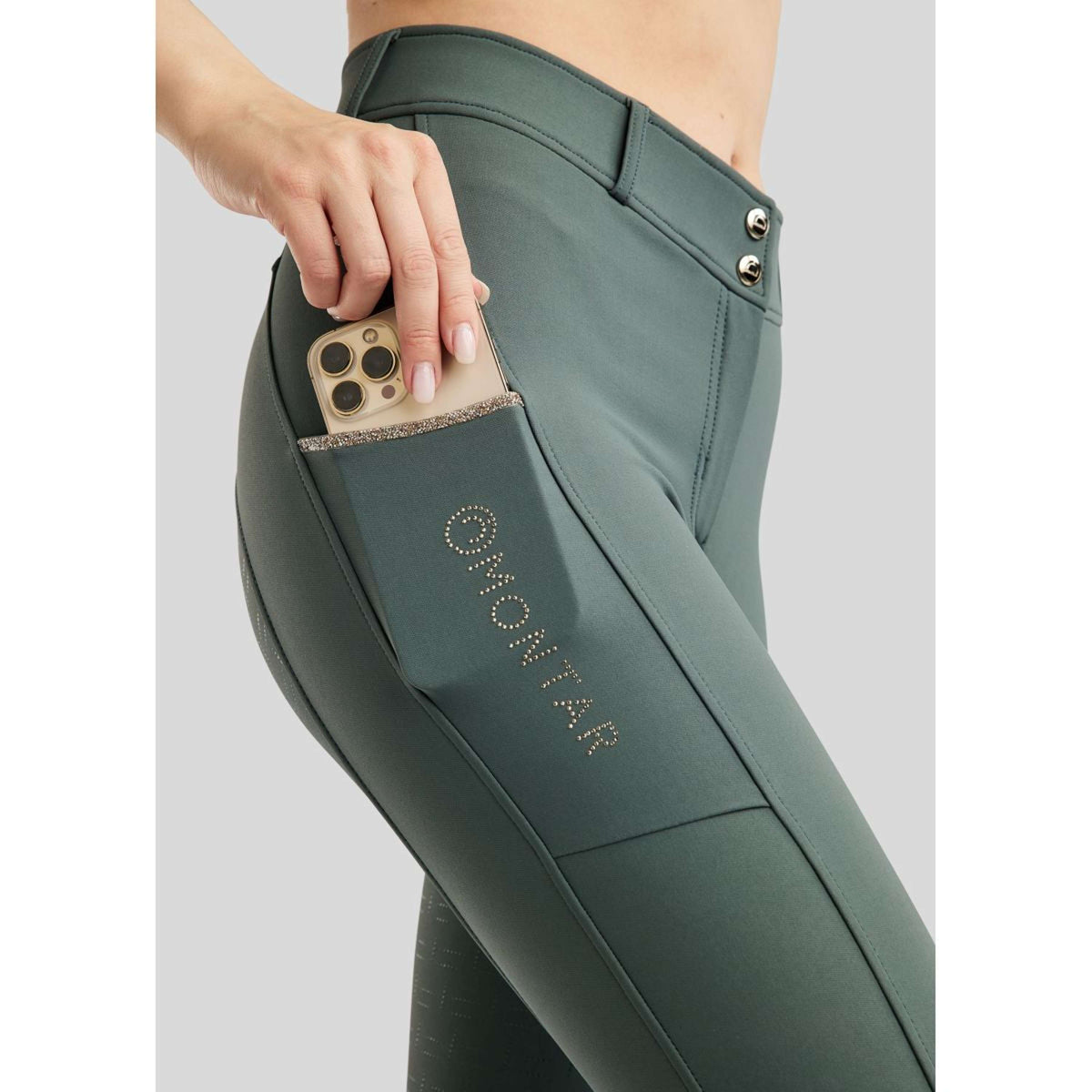 Montar Pantaloni da Equitazione MoLila Champagne Crystals Full Grip Giada