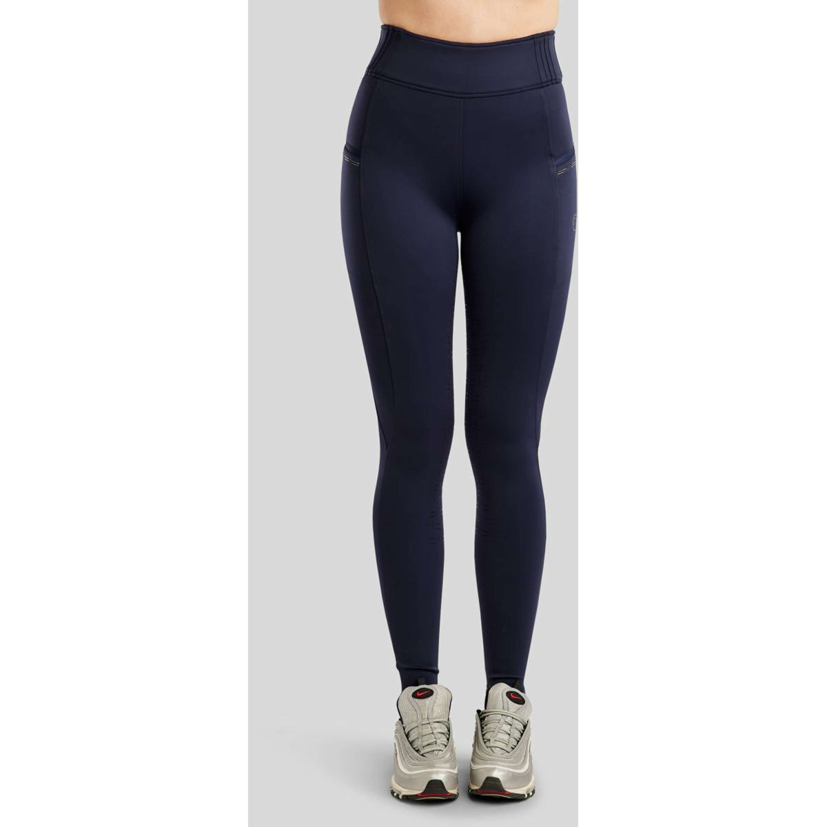Montar Leggings da Equitazione MoPearl Pintuck Full Grip Navy