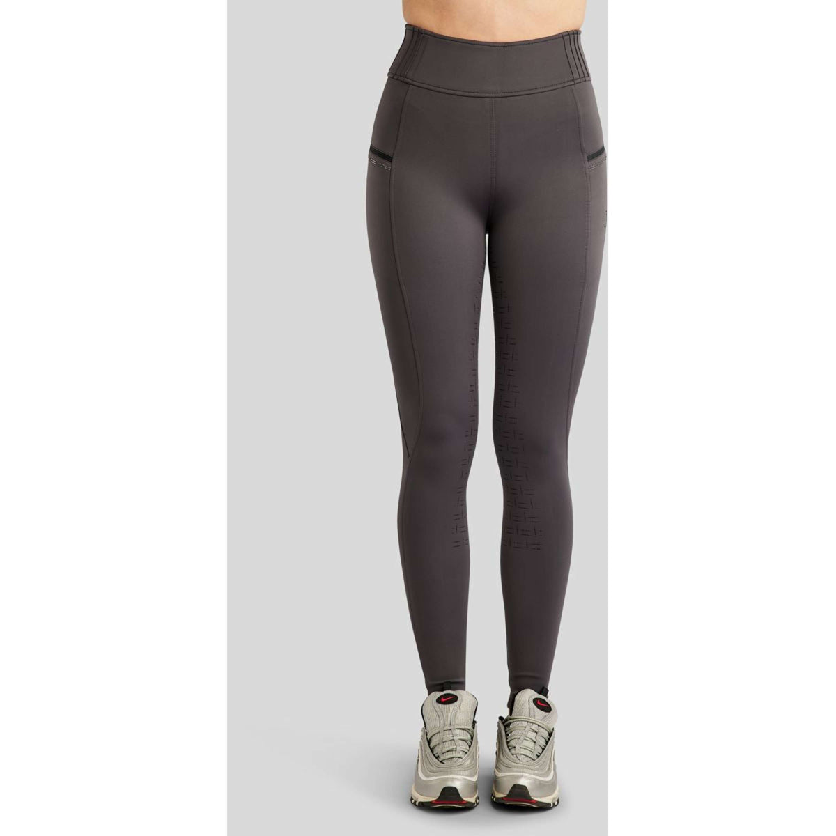 Montar Leggings da Equitazione MoPearl Pintuck Full Grip Slate Grey