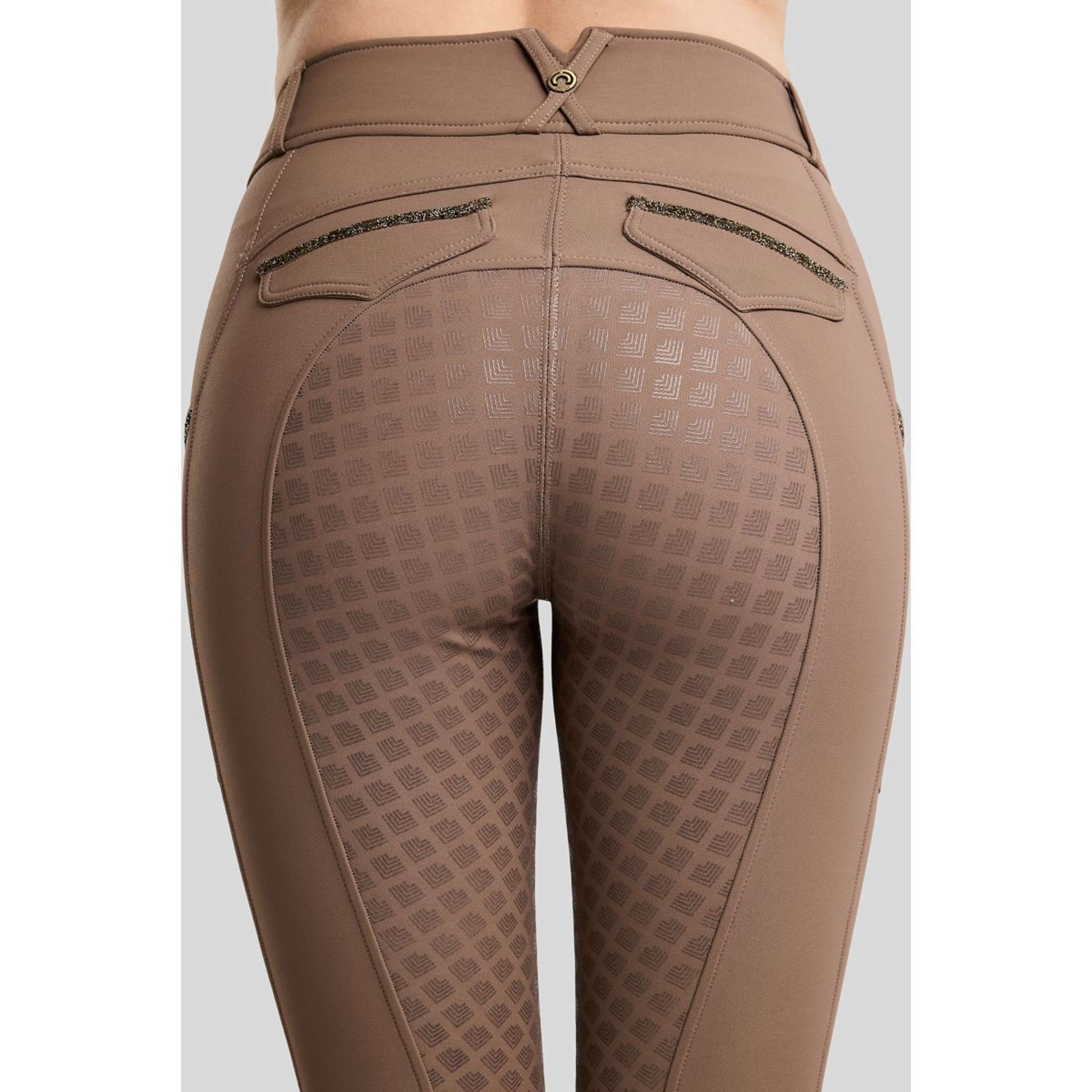 Montar Pantaloni da Equitazione MoVeronica Golden Quartz Full Grip Nougat Brown