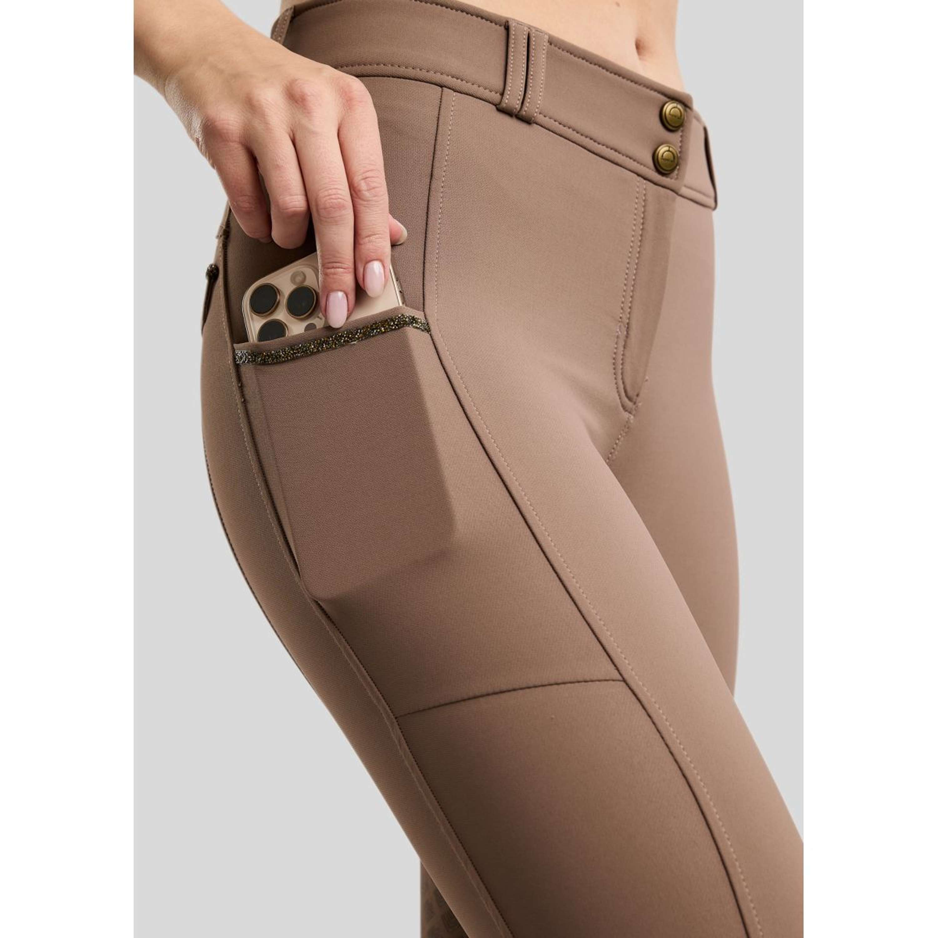 Montar Pantaloni da Equitazione MoVeronica Golden Quartz Full Grip Nougat Brown