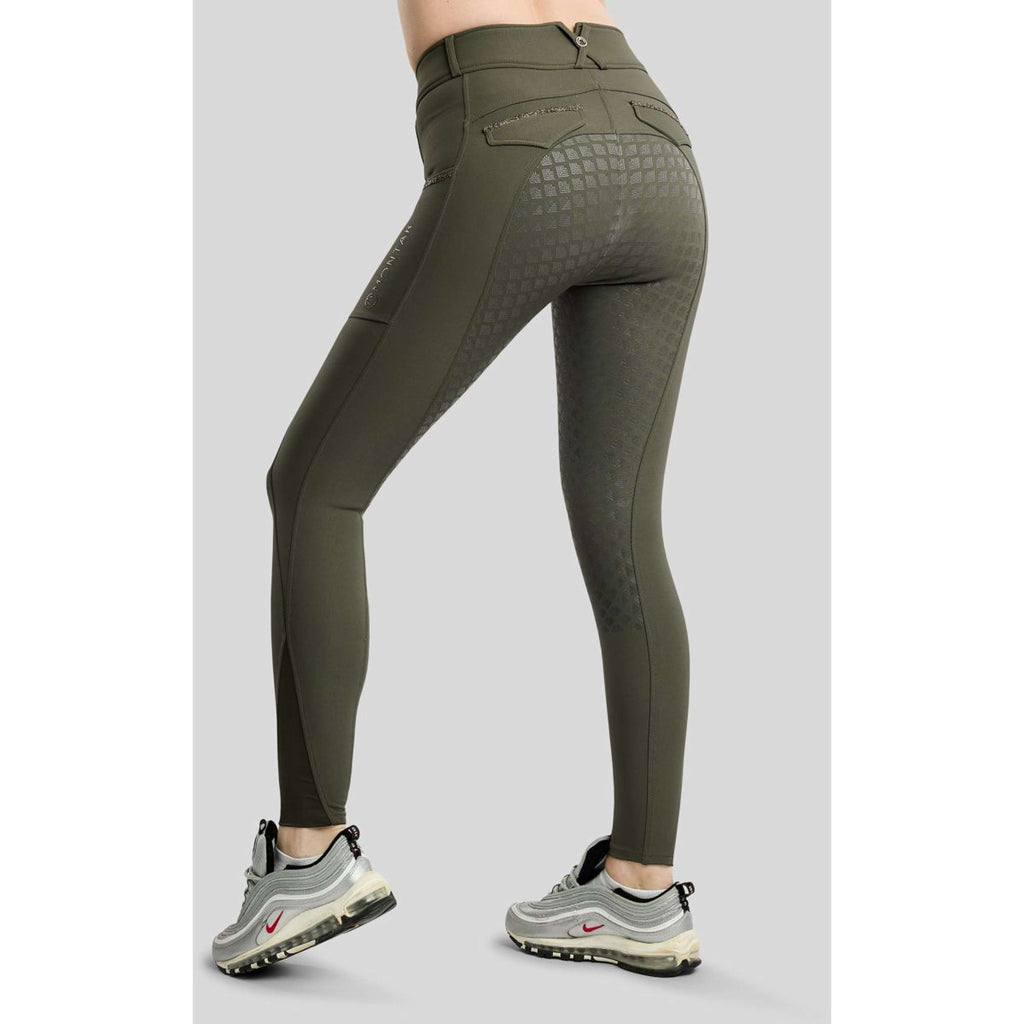 Montar Pantaloni da Equitazione MoVeronica Golden Quartz Full Grip Forest Green