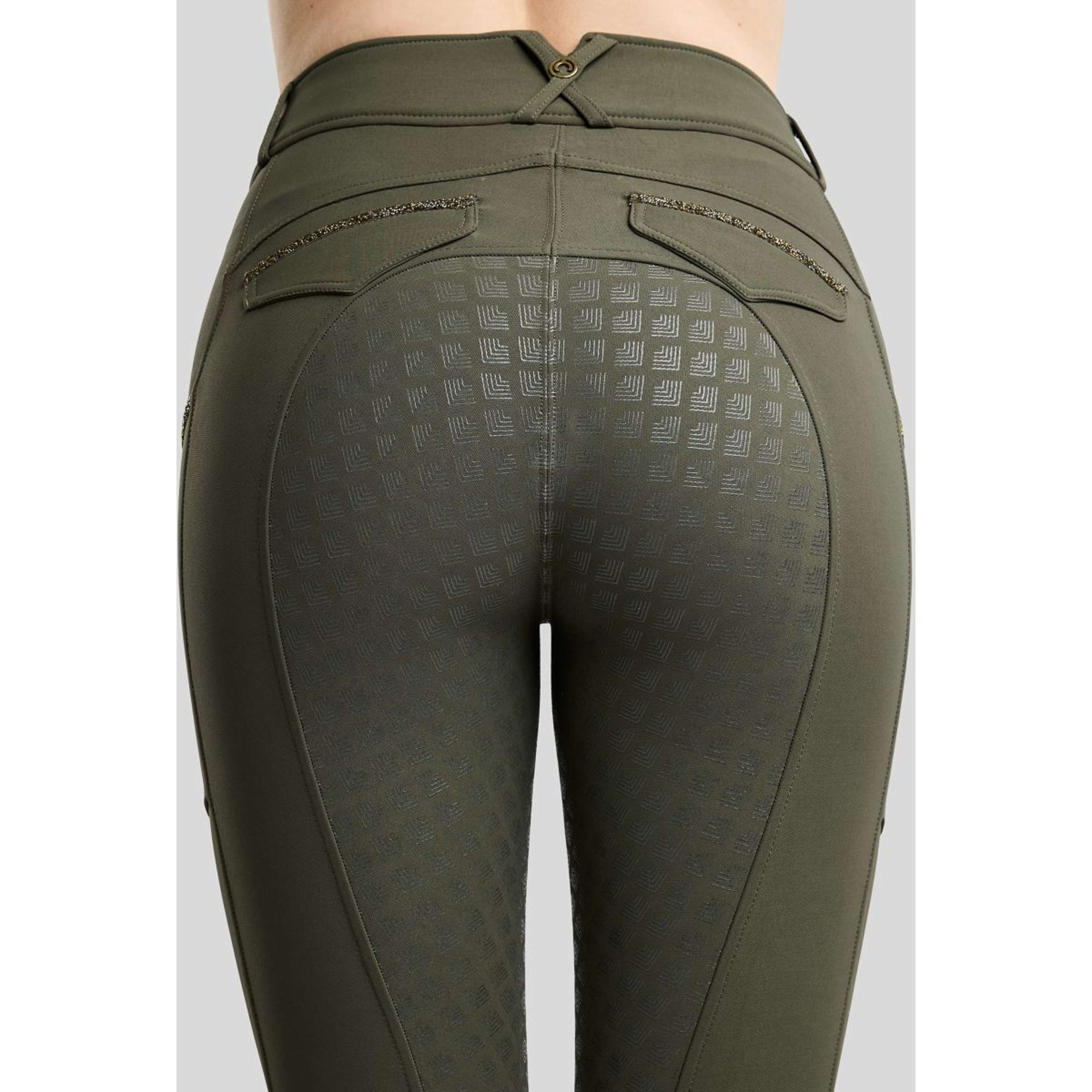 Montar Pantaloni da Equitazione MoVeronica Golden Quartz Full Grip Forest Green