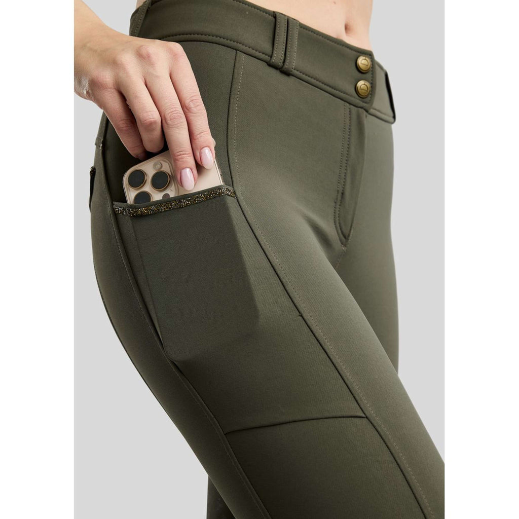 Montar Pantaloni da Equitazione MoVeronica Golden Quartz Full Grip Forest Green