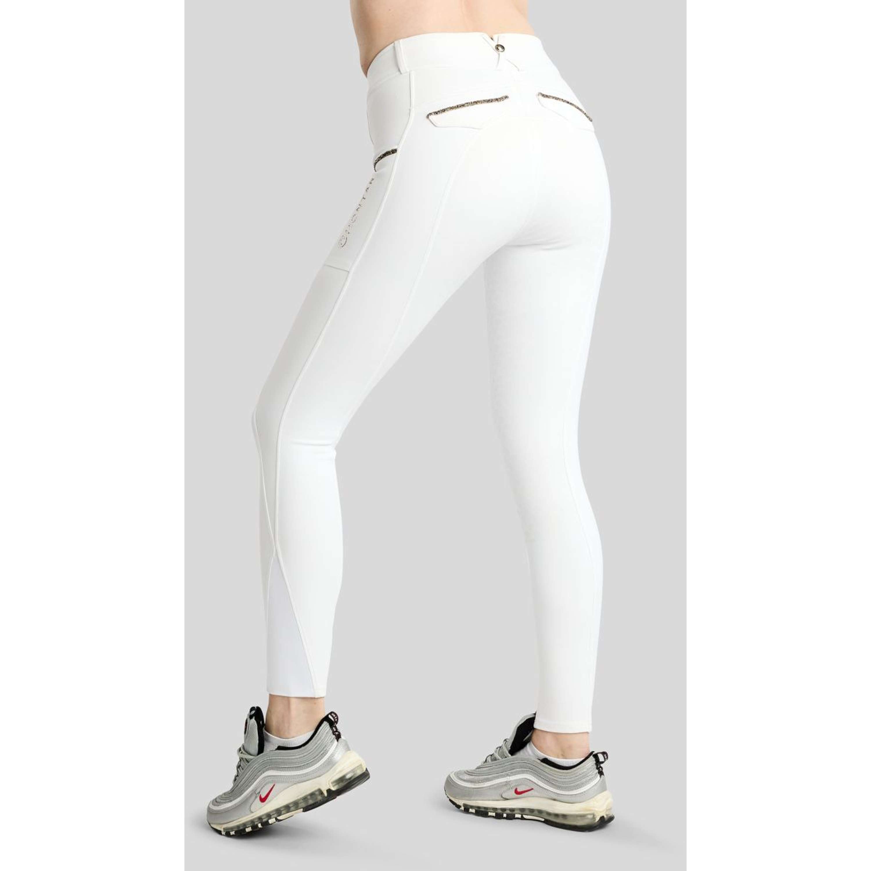 Montar Pantaloni da Equitazione MoVeronica Golden Quartz Full Grip Bianco