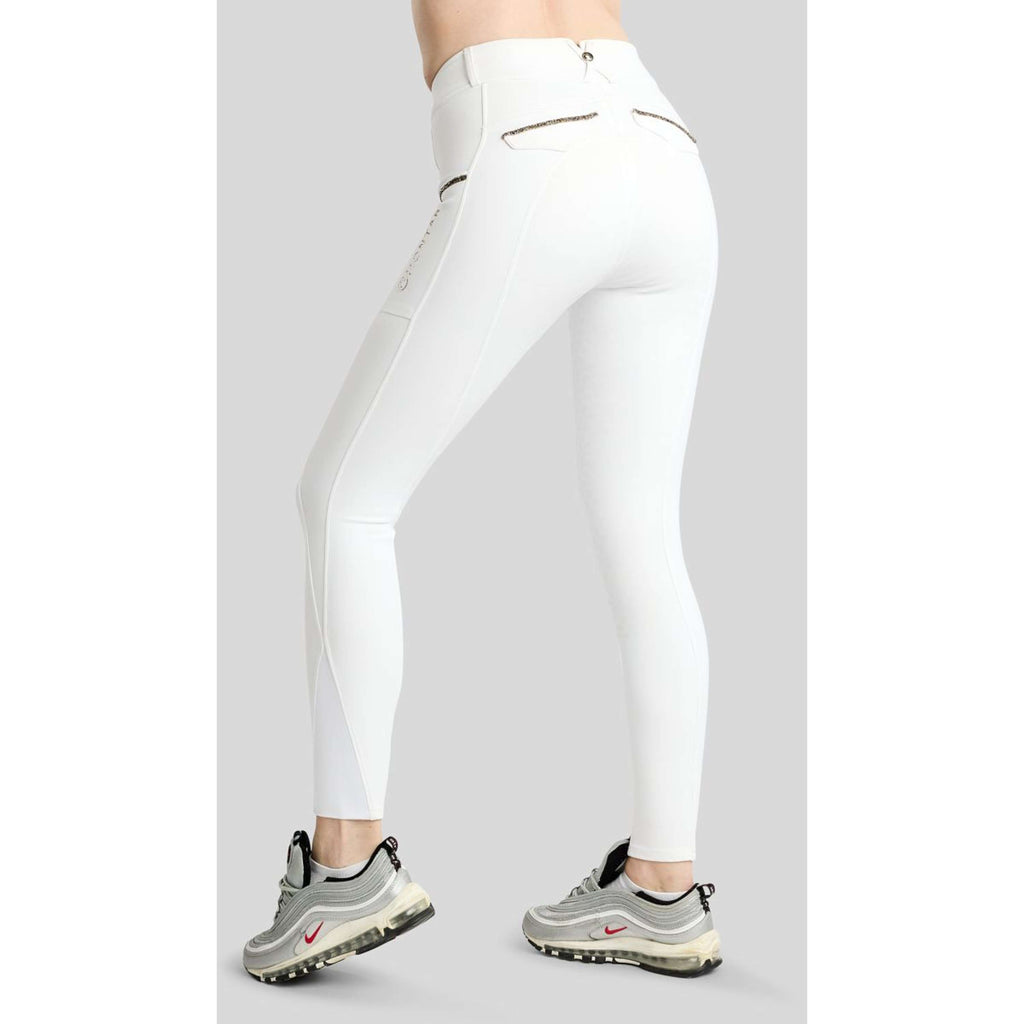 Montar Pantaloni da Equitazione MoVeronica Golden Quartz Full Grip Bianco