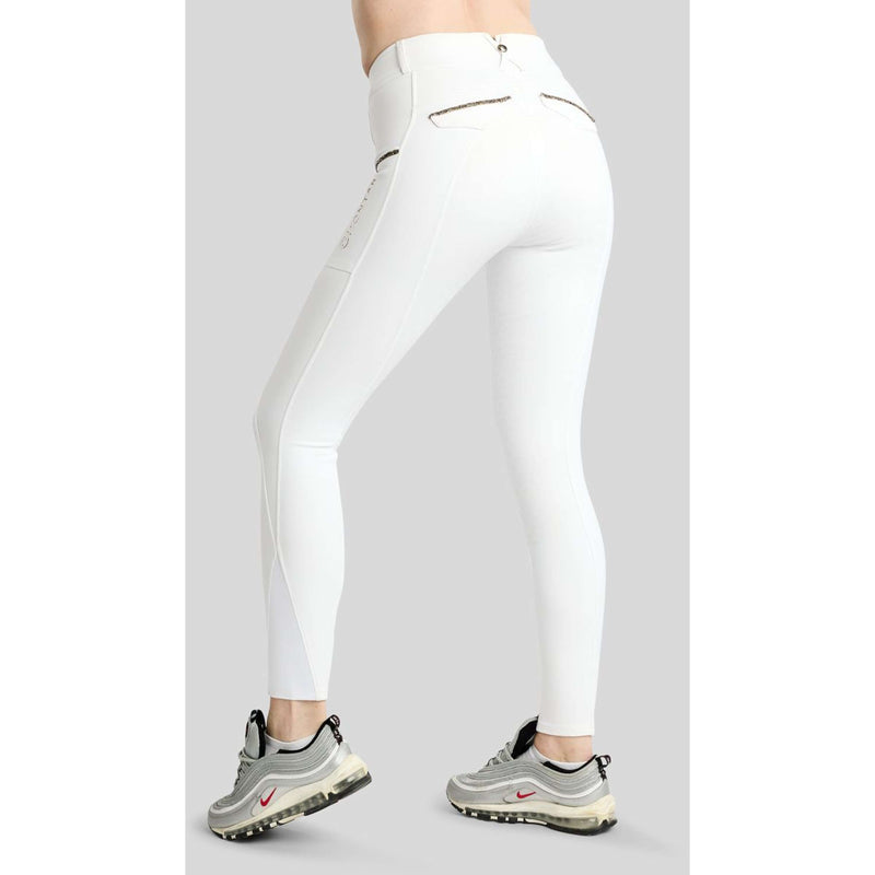 Montar Pantaloni da Equitazione MoVeronica Golden Quartz Full Grip Bianco