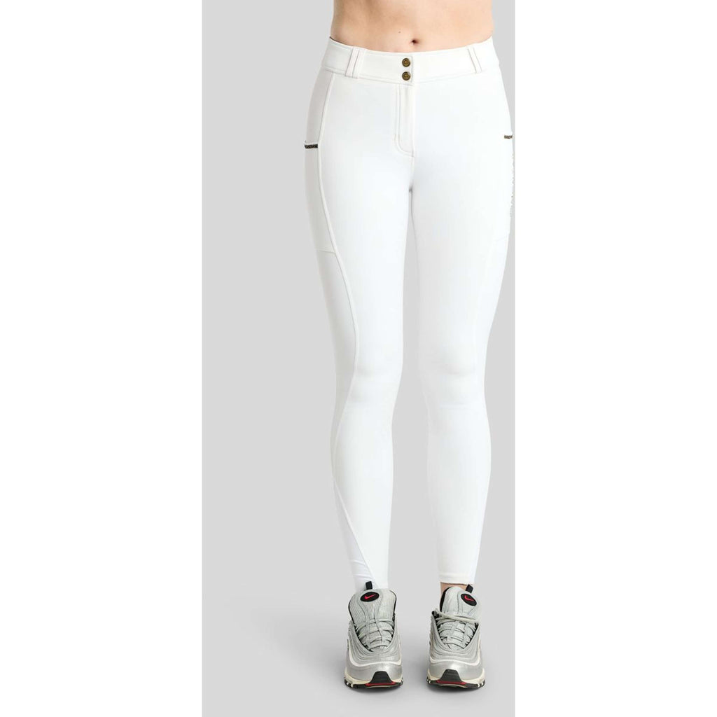 Montar Pantaloni da Equitazione MoVeronica Golden Quartz Full Grip Bianco