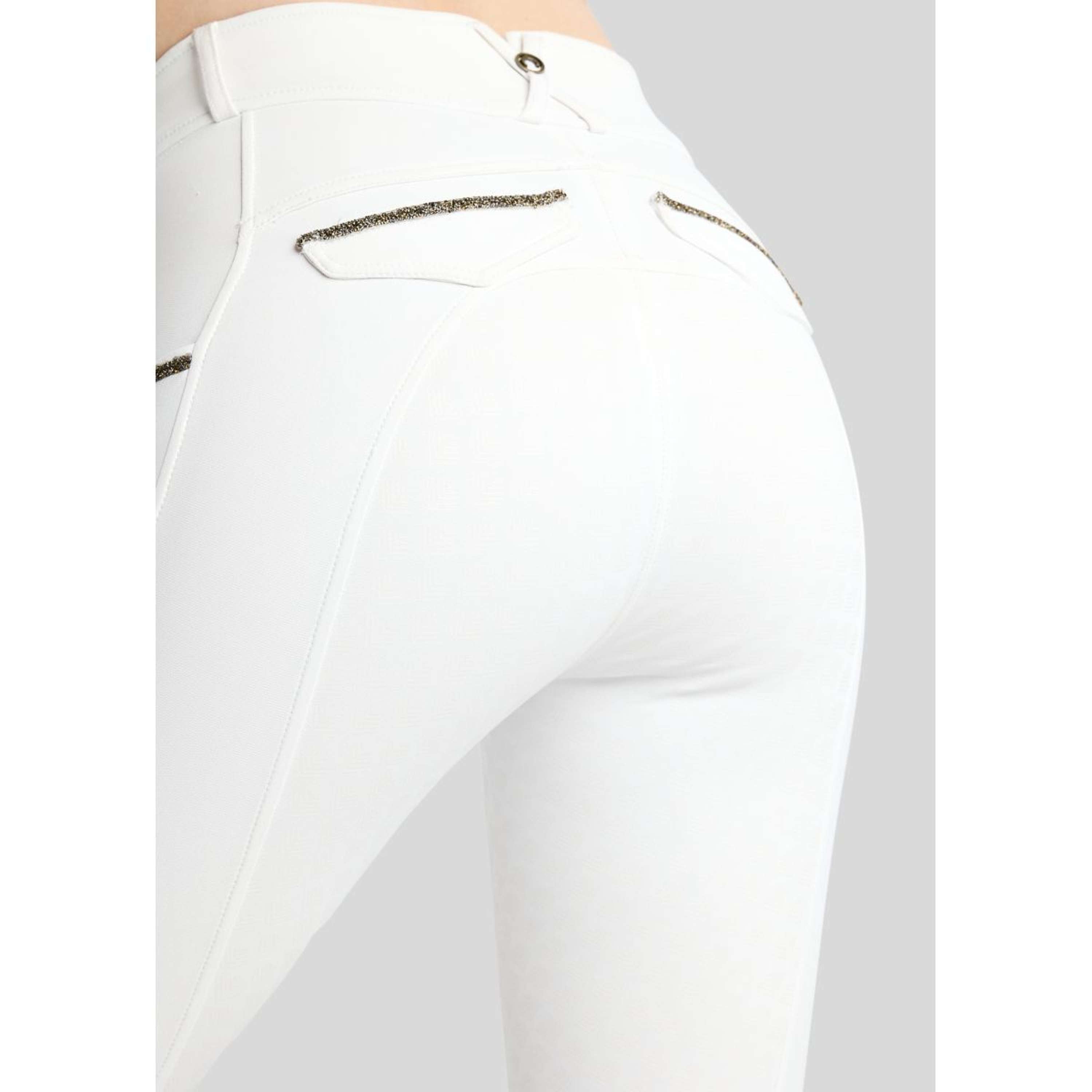 Montar Pantaloni da Equitazione MoVeronica Golden Quartz Full Grip Bianco