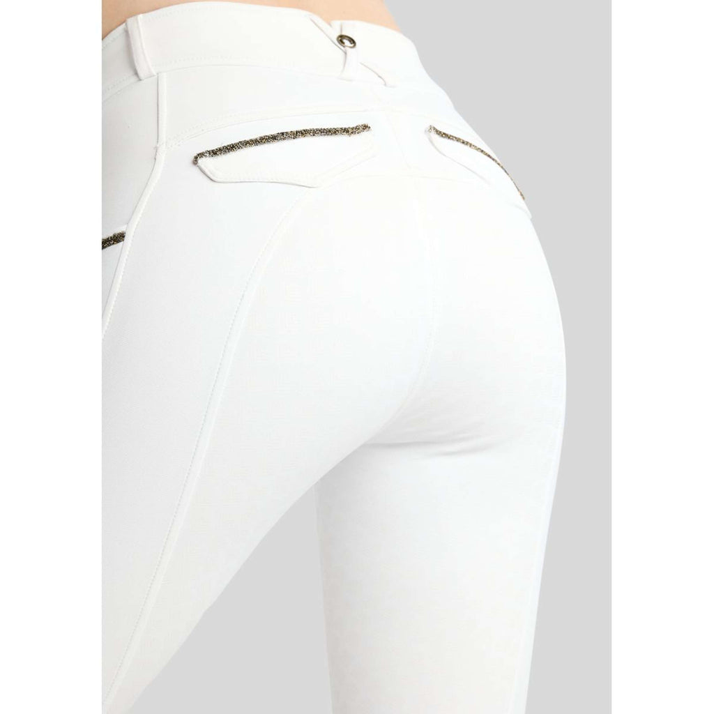 Montar Pantaloni da Equitazione MoVeronica Golden Quartz Full Grip Bianco