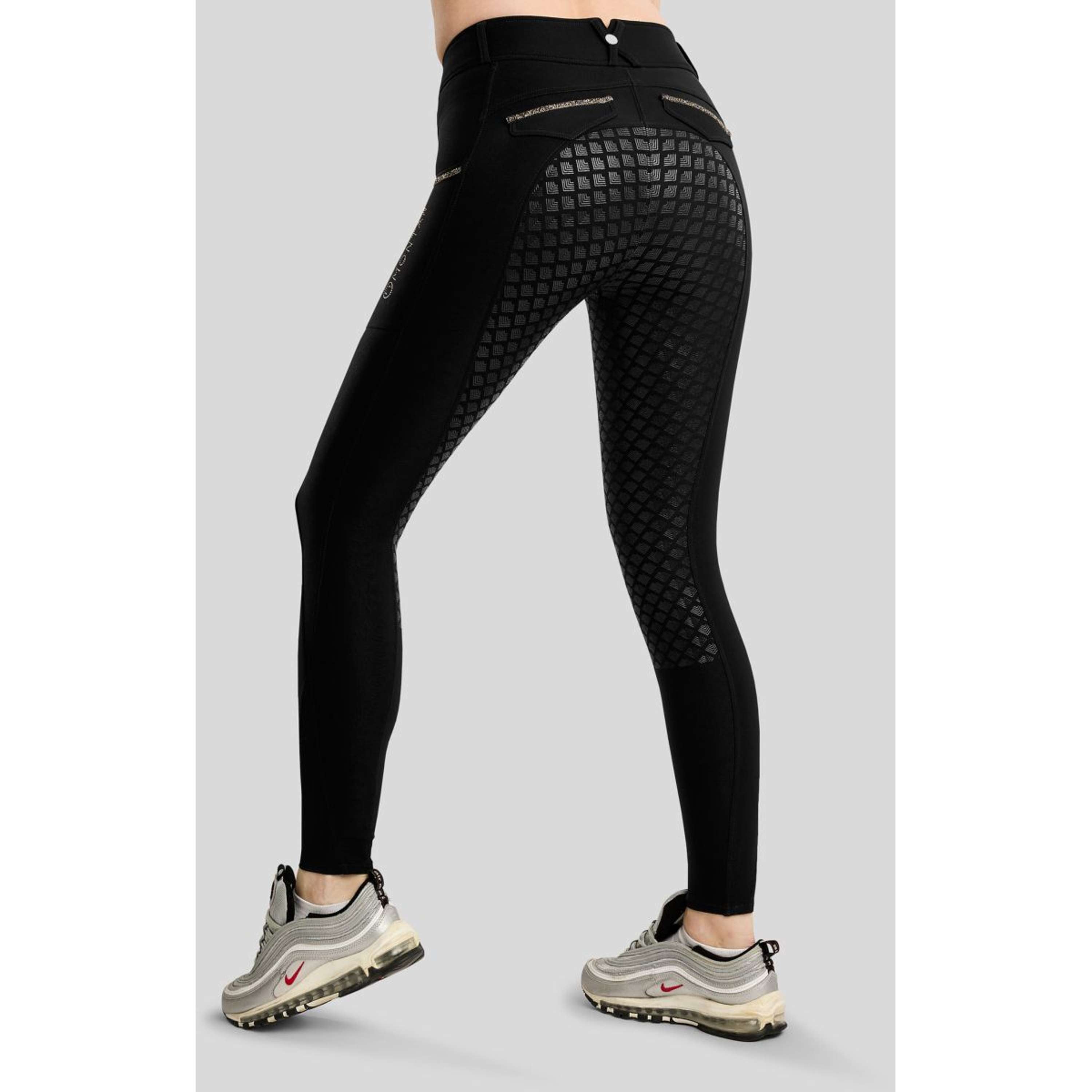 Montar Pantaloni da Equitazione MoVeronica Golden Quartz Full Grip Nero