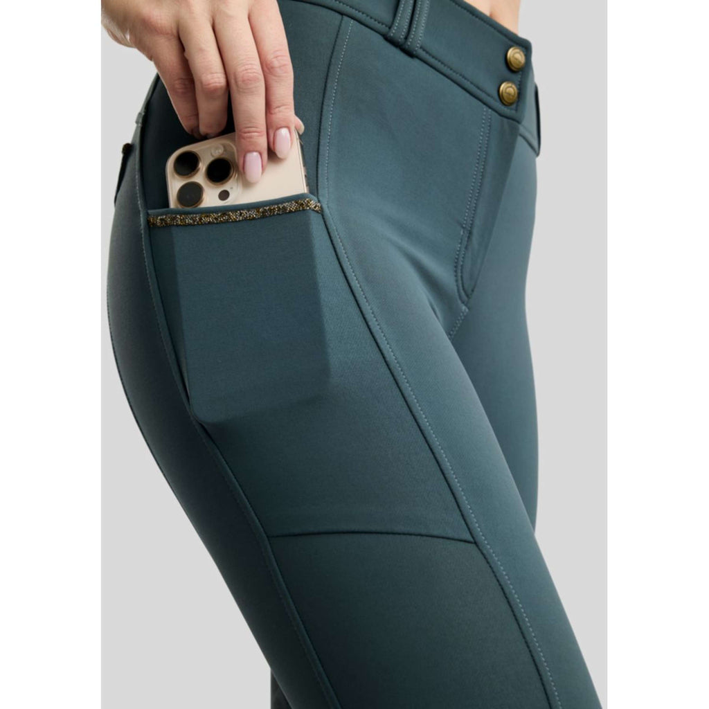 Montar Pantaloni da Equitazione MoVeronica Golden Quartz Full Grip Dark Slate