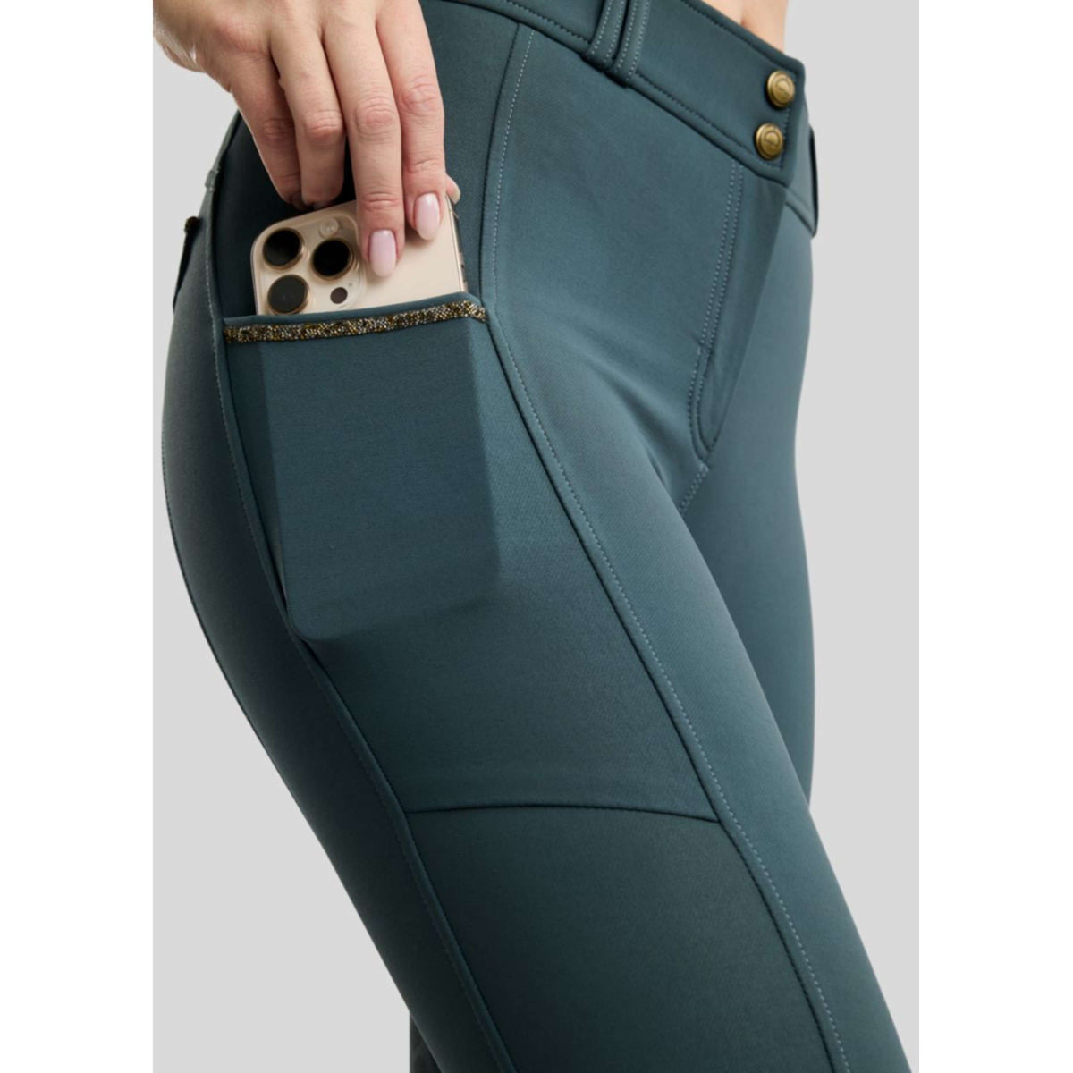 Montar Pantaloni da Equitazione MoVeronica Golden Quartz Full Grip Dark Slate