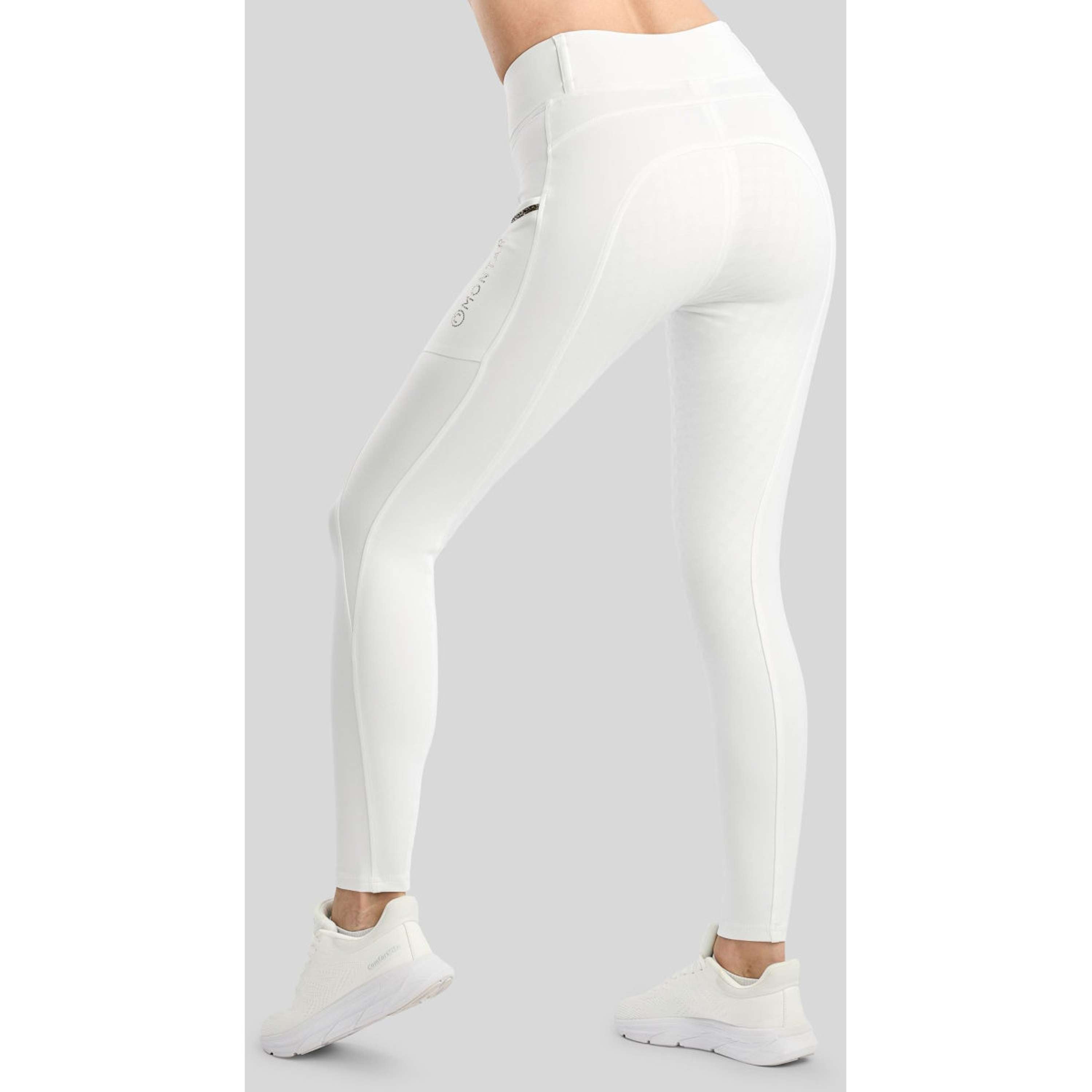 Montar Leggings da equitazione termici MoVeronica Golden Quartz Full Grip Bianco