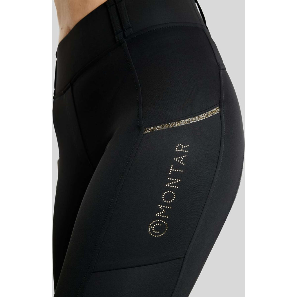 Montar Leggings da equitazione termici MoVeronica Golden Quartz Full Grip Nero