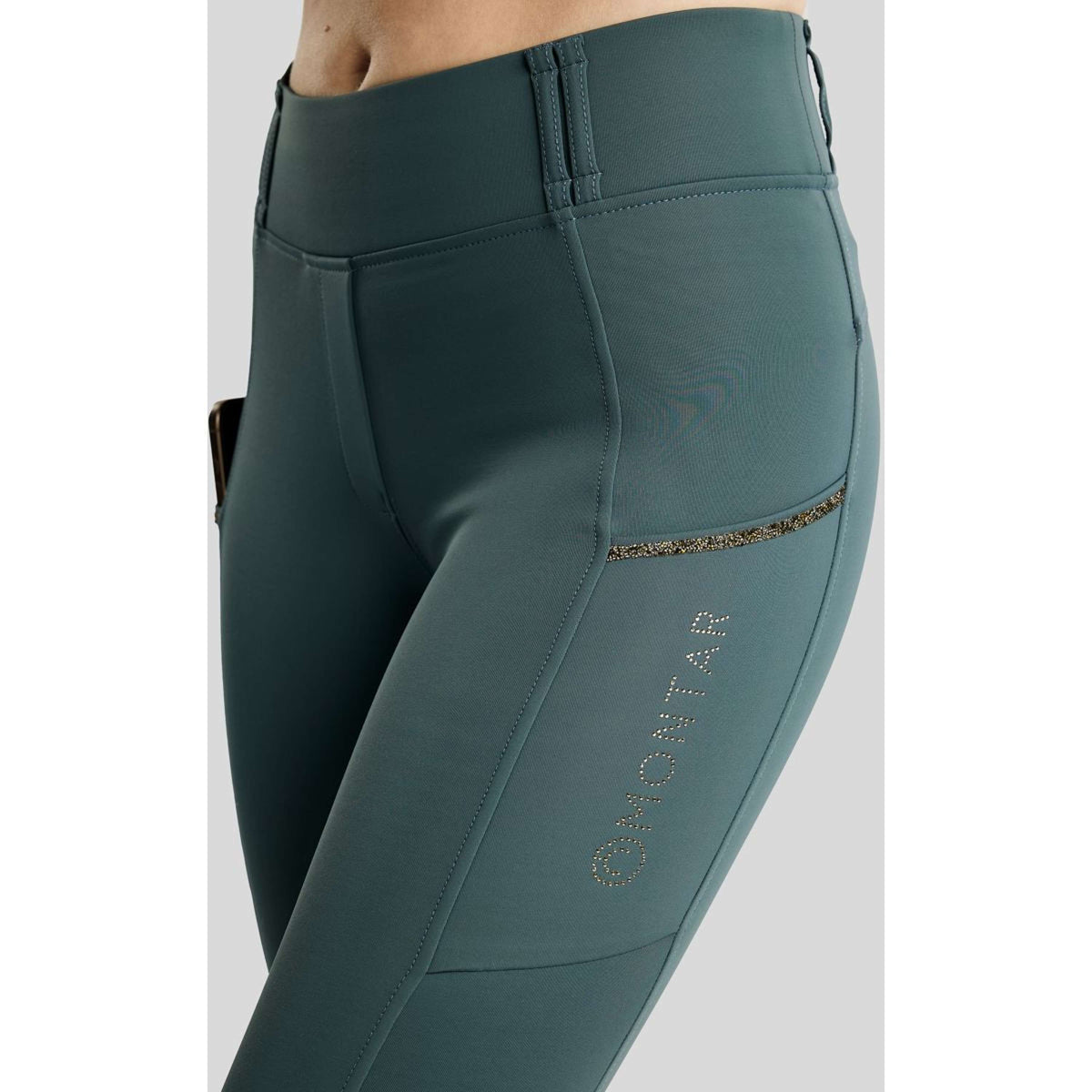 Montar Leggings da equitazione termici MoVeronica Golden Quartz Full Grip Dark Slate