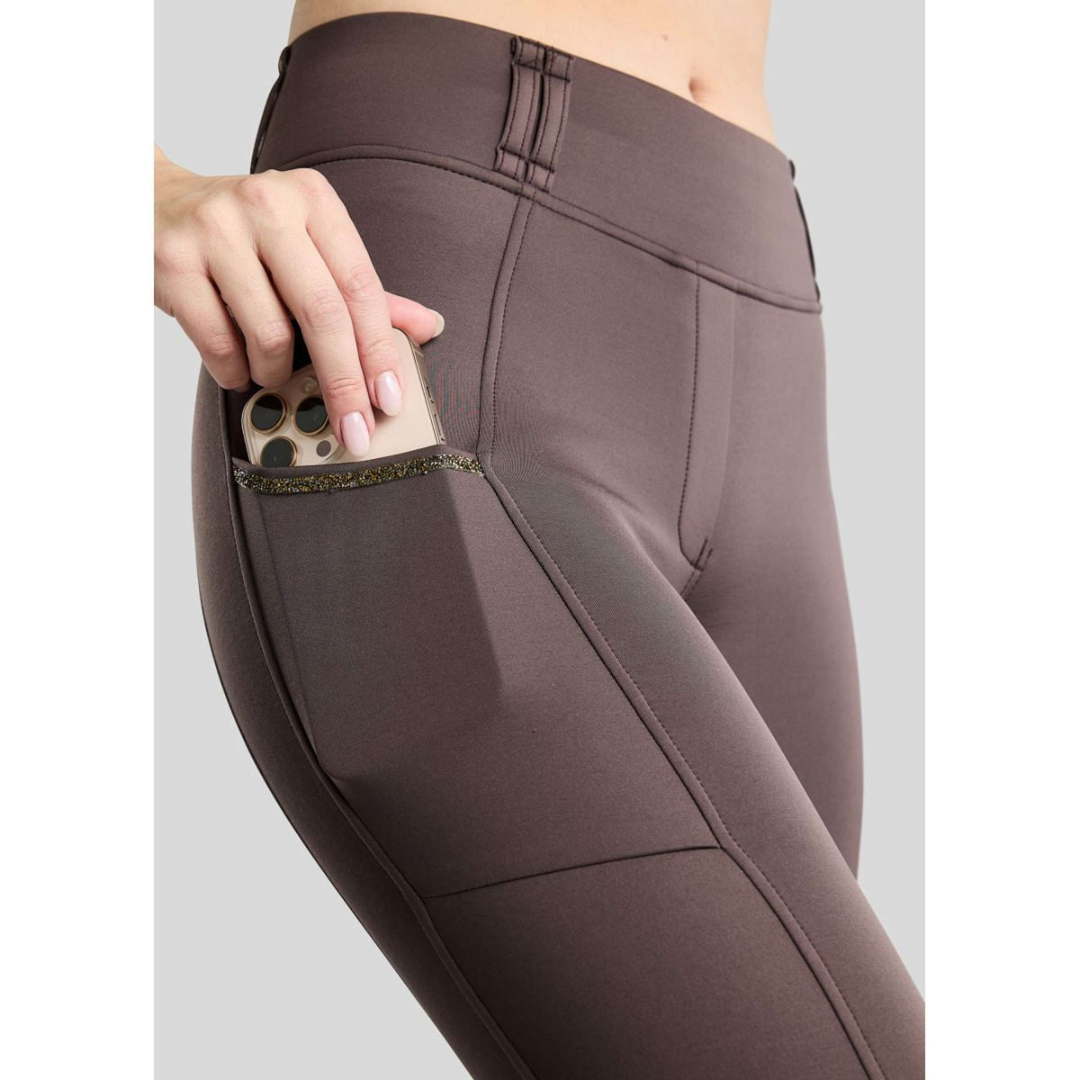 Montar Leggings da equitazione termici MoVeronica Golden Quartz Full Grip Black Peony