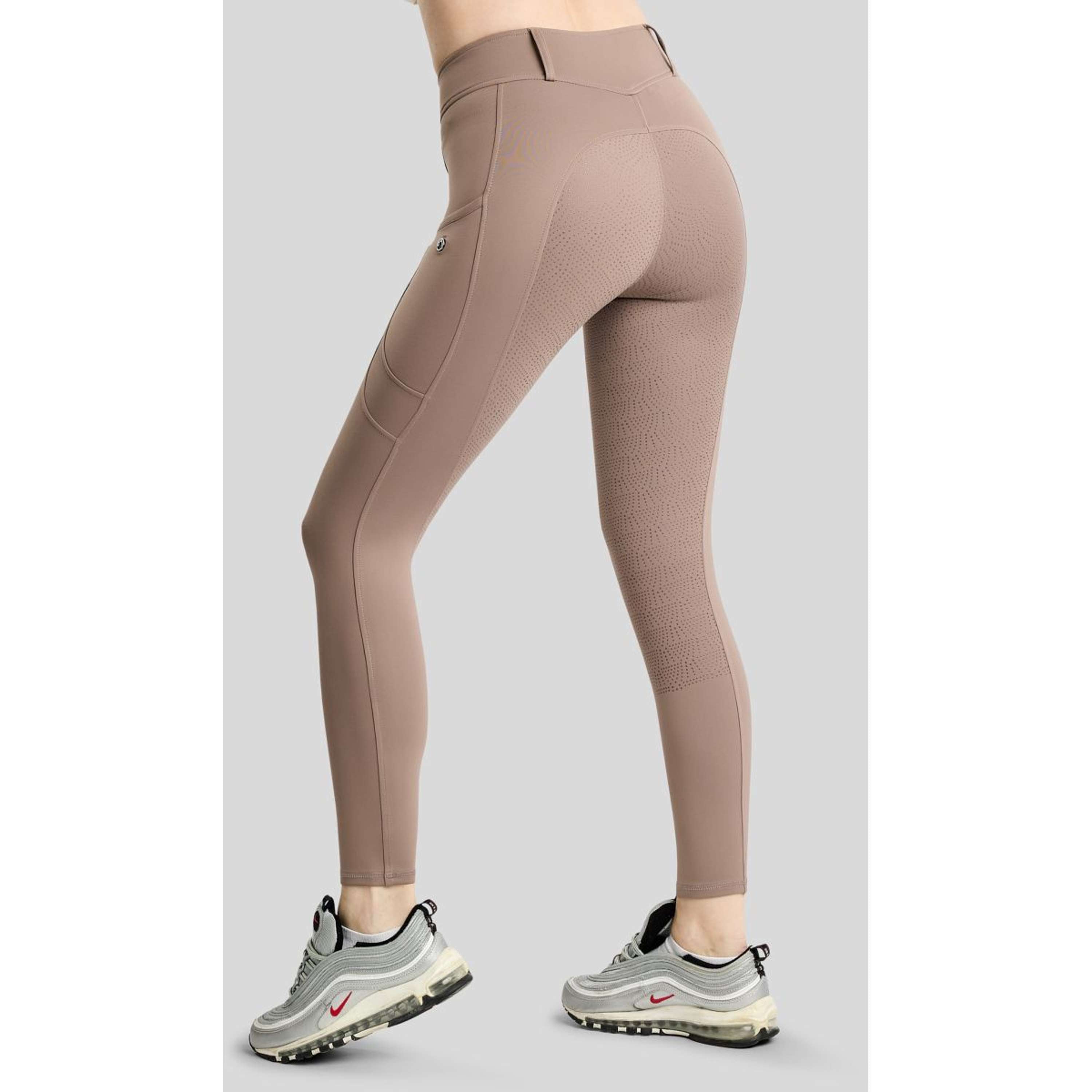Montar Leggings da equitazione termici MoAddie Hybrid Gun Metal Logo Full Grip Nougat Brown