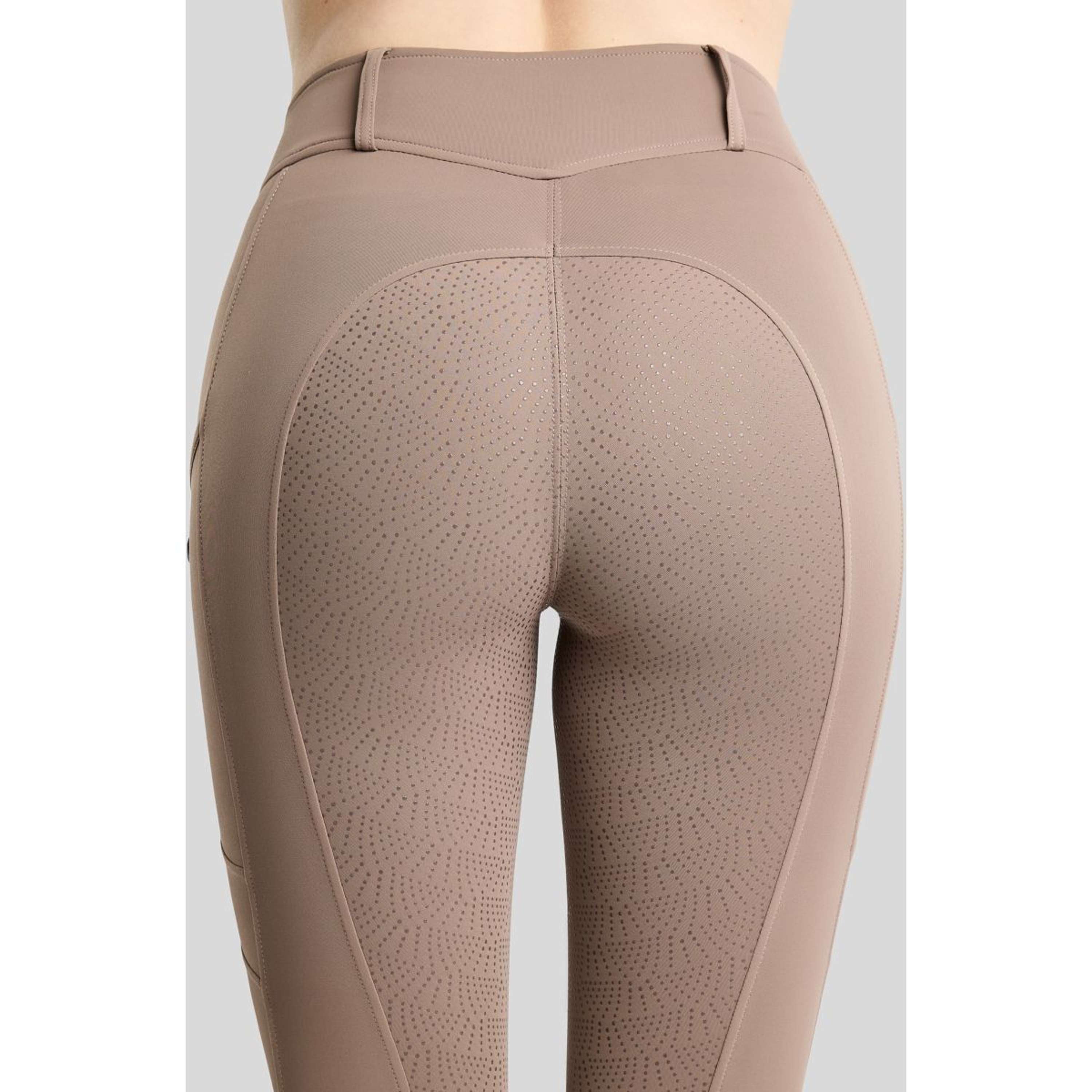 Montar Leggings da equitazione termici MoAddie Hybrid Gun Metal Logo Full Grip Nougat Brown