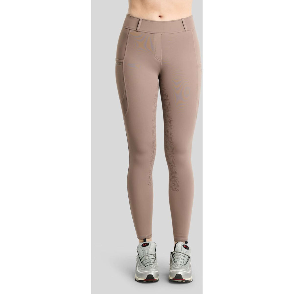 Montar Leggings da equitazione termici MoAddie Hybrid Gun Metal Logo Full Grip Nougat Brown