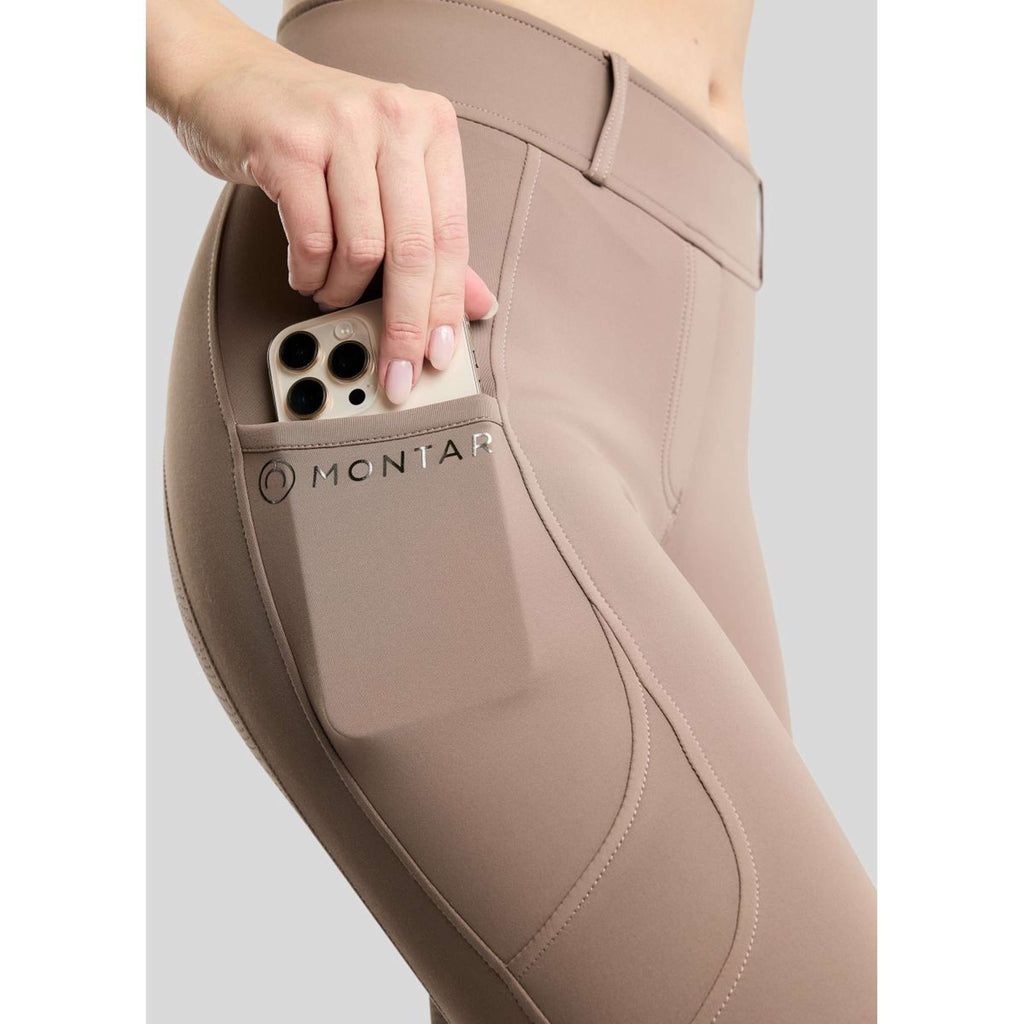 Montar Leggings da equitazione termici MoAddie Hybrid Gun Metal Logo Full Grip Nougat Brown