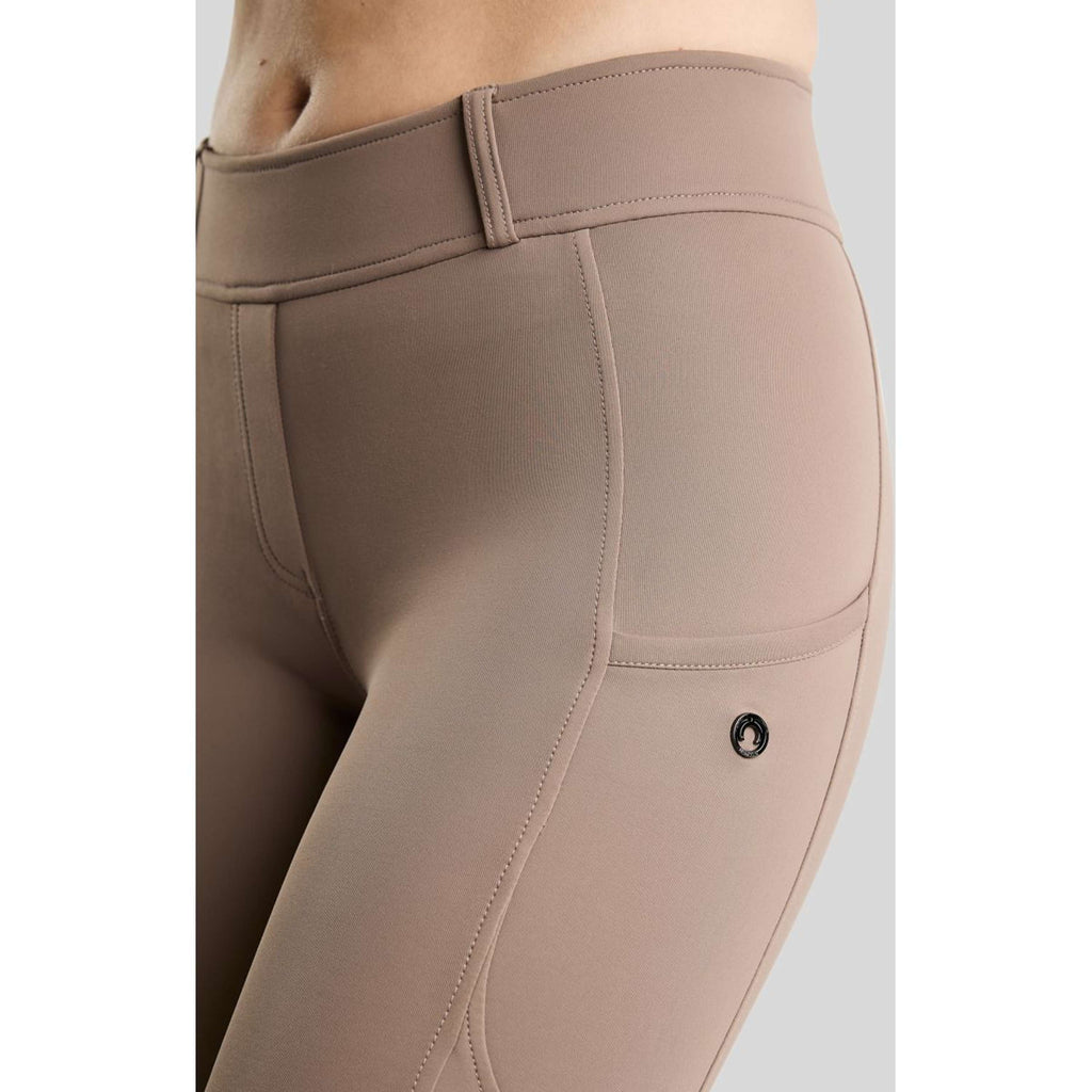 Montar Leggings da equitazione termici MoAddie Hybrid Gun Metal Logo Full Grip Nougat Brown