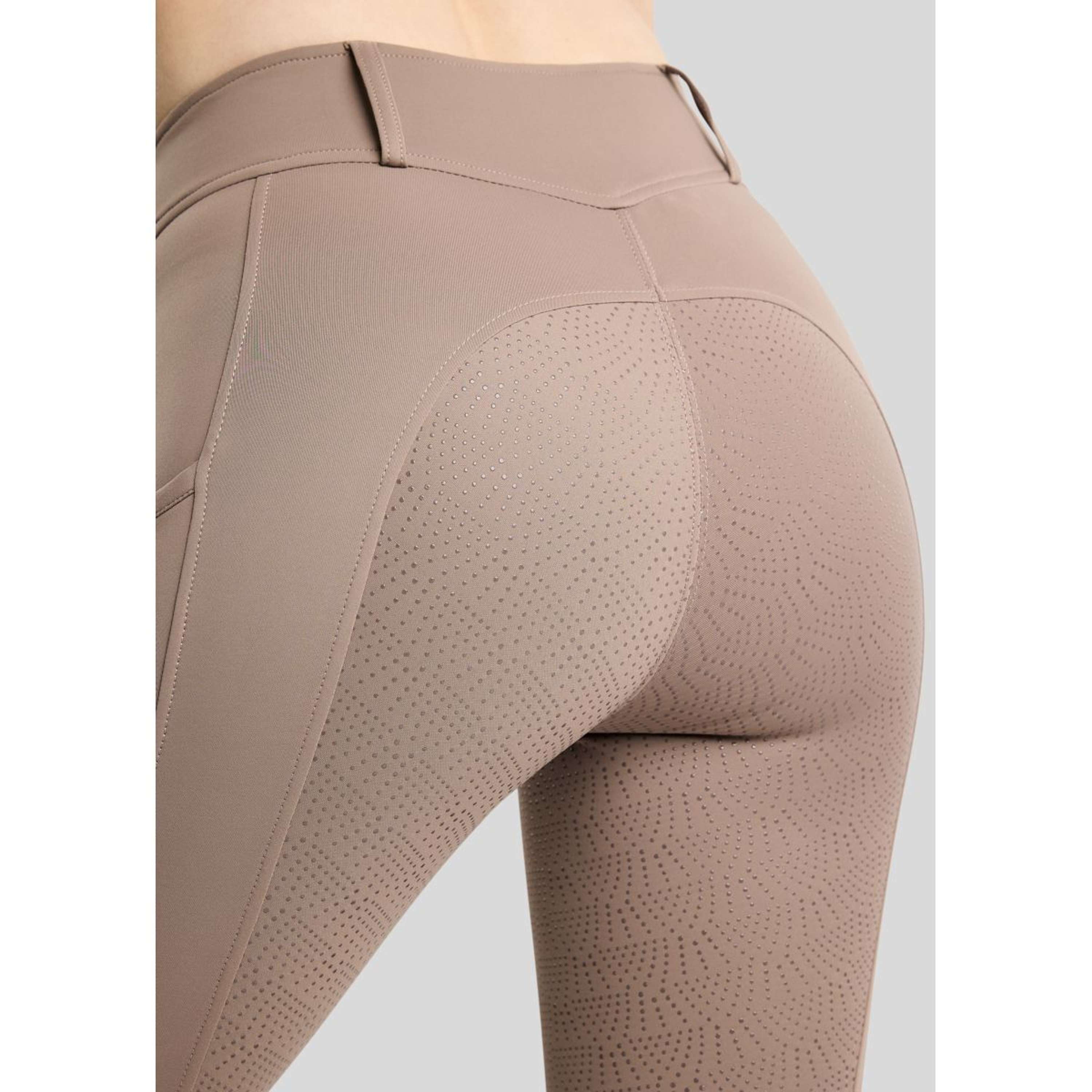 Montar Leggings da equitazione termici MoAddie Hybrid Gun Metal Logo Full Grip Nougat Brown