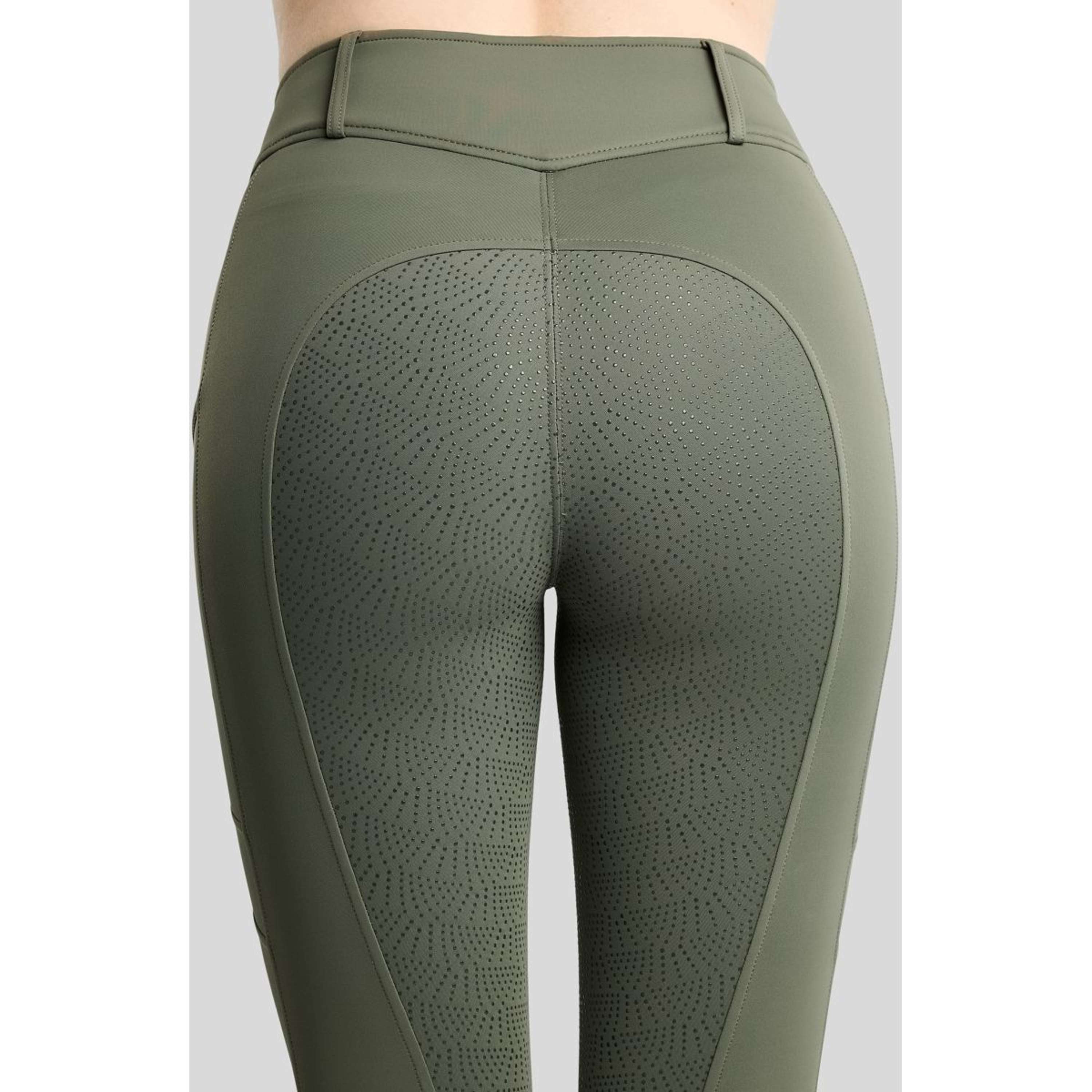 Montar Leggings da equitazione termici MoAddie Hybrid Gun Metal Logo Full Grip Forest Green