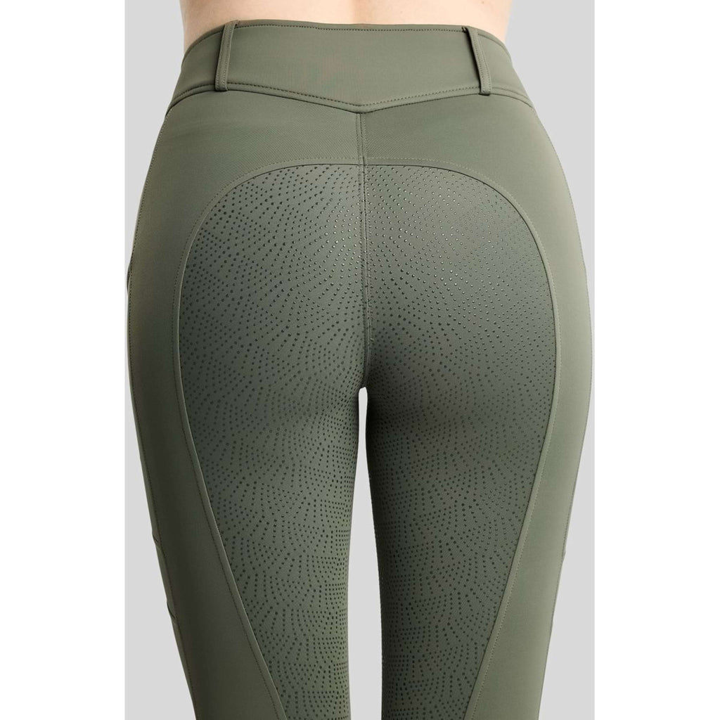 Montar Leggings da equitazione termici MoAddie Hybrid Gun Metal Logo Full Grip Forest Green