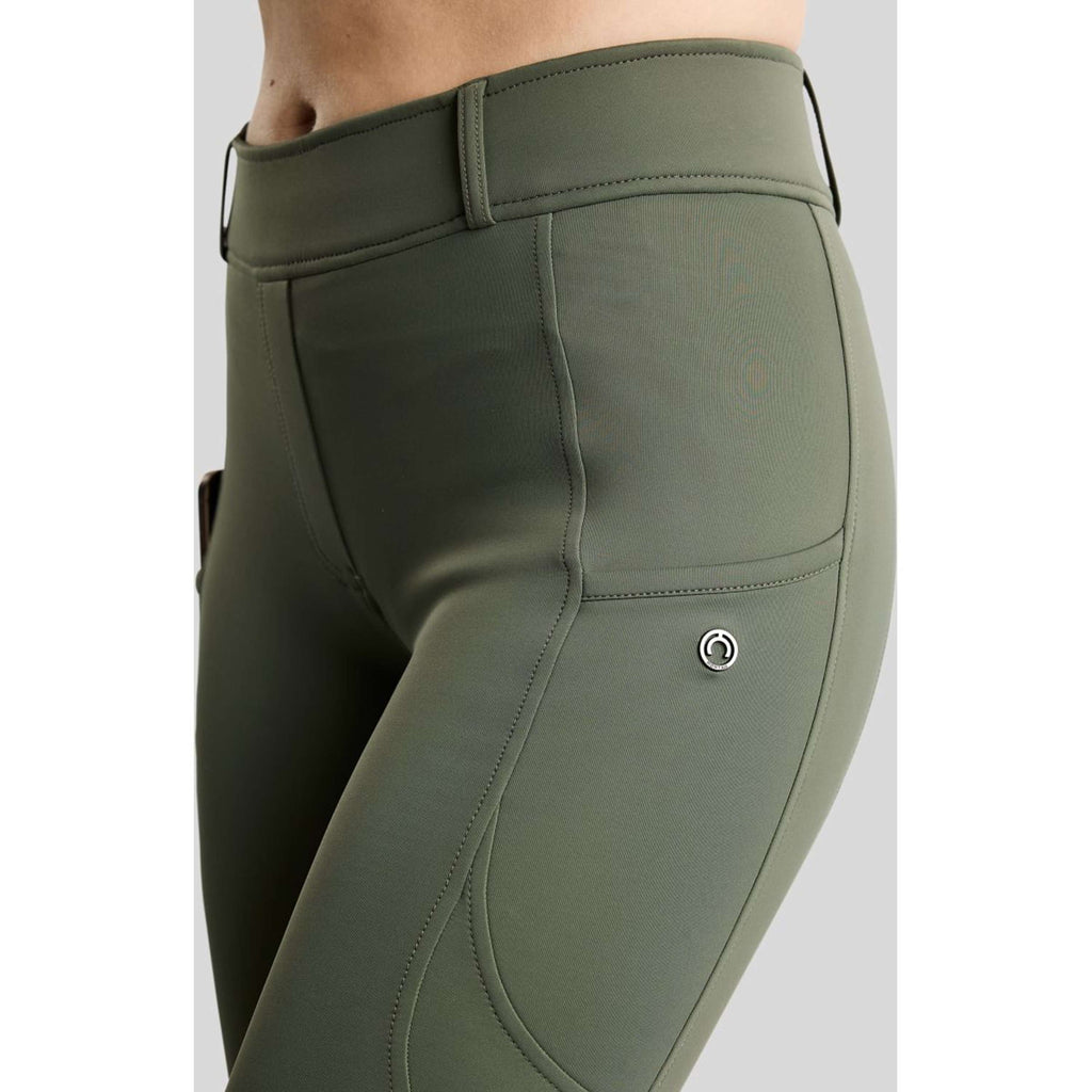 Montar Leggings da equitazione termici MoAddie Hybrid Gun Metal Logo Full Grip Forest Green