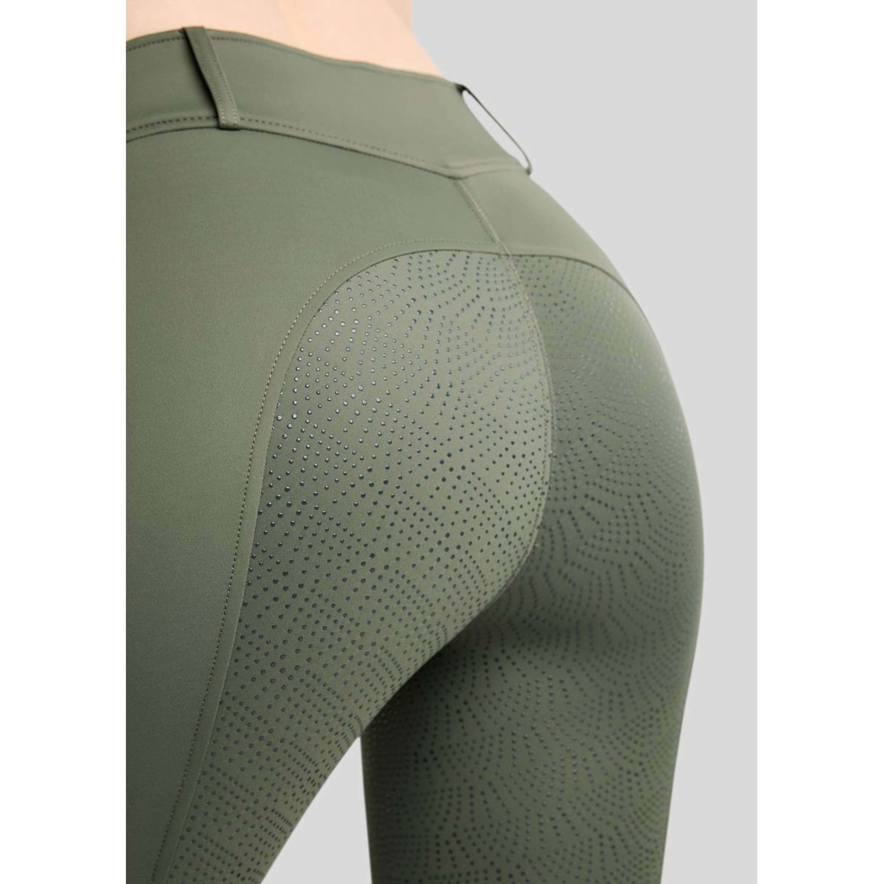 Montar Leggings da equitazione termici MoAddie Hybrid Gun Metal Logo Full Grip Forest Green