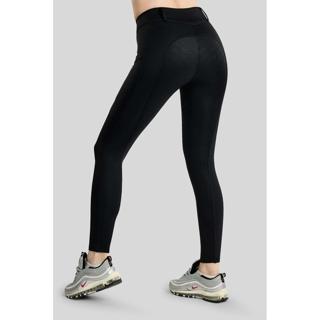Montar Leggings da equitazione termici MoAddie Hybrid Gun Metal Logo Full Grip Nero
